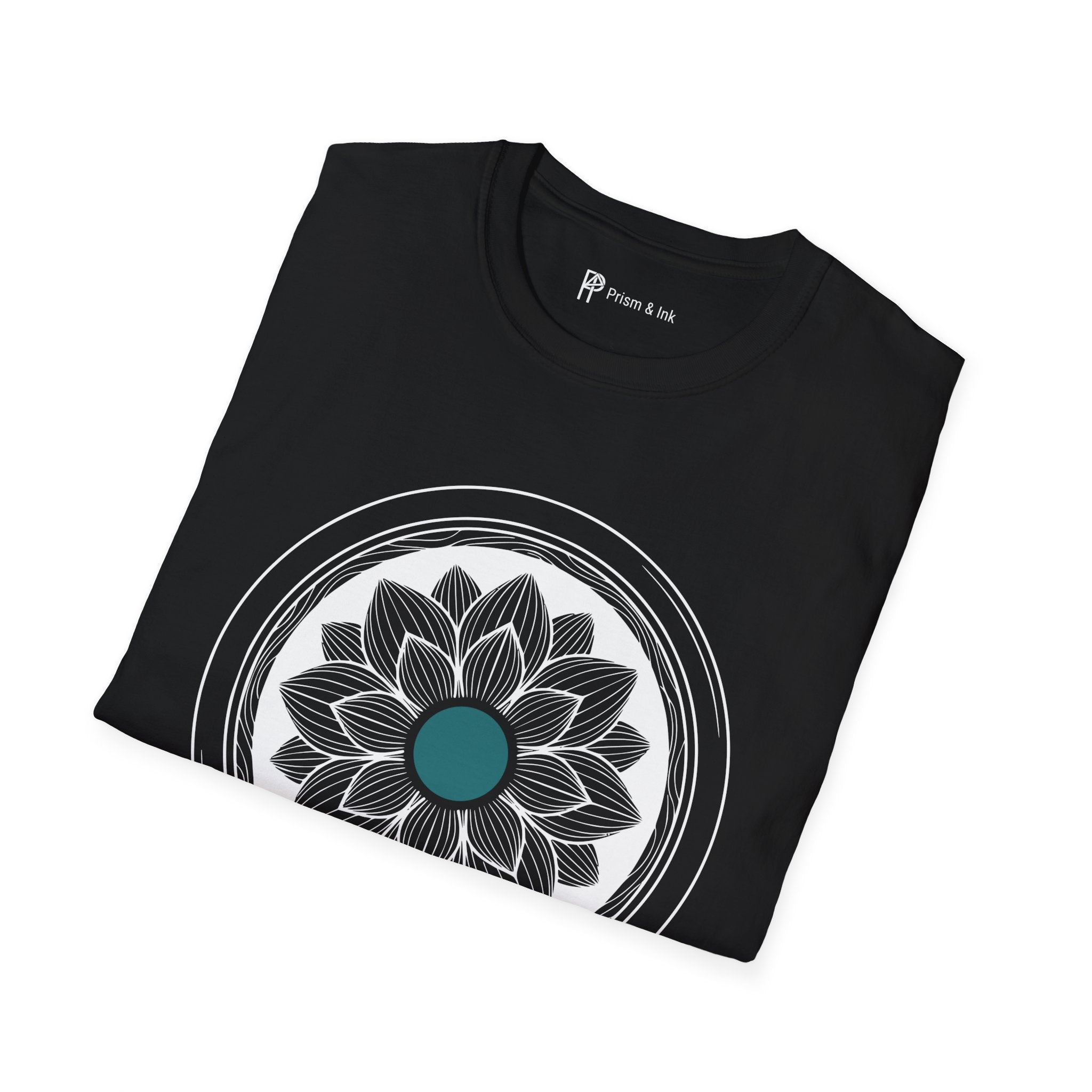 Caffeine Bloom T-Shirt — Mandala Lotus Coffee Cup Silhouette
