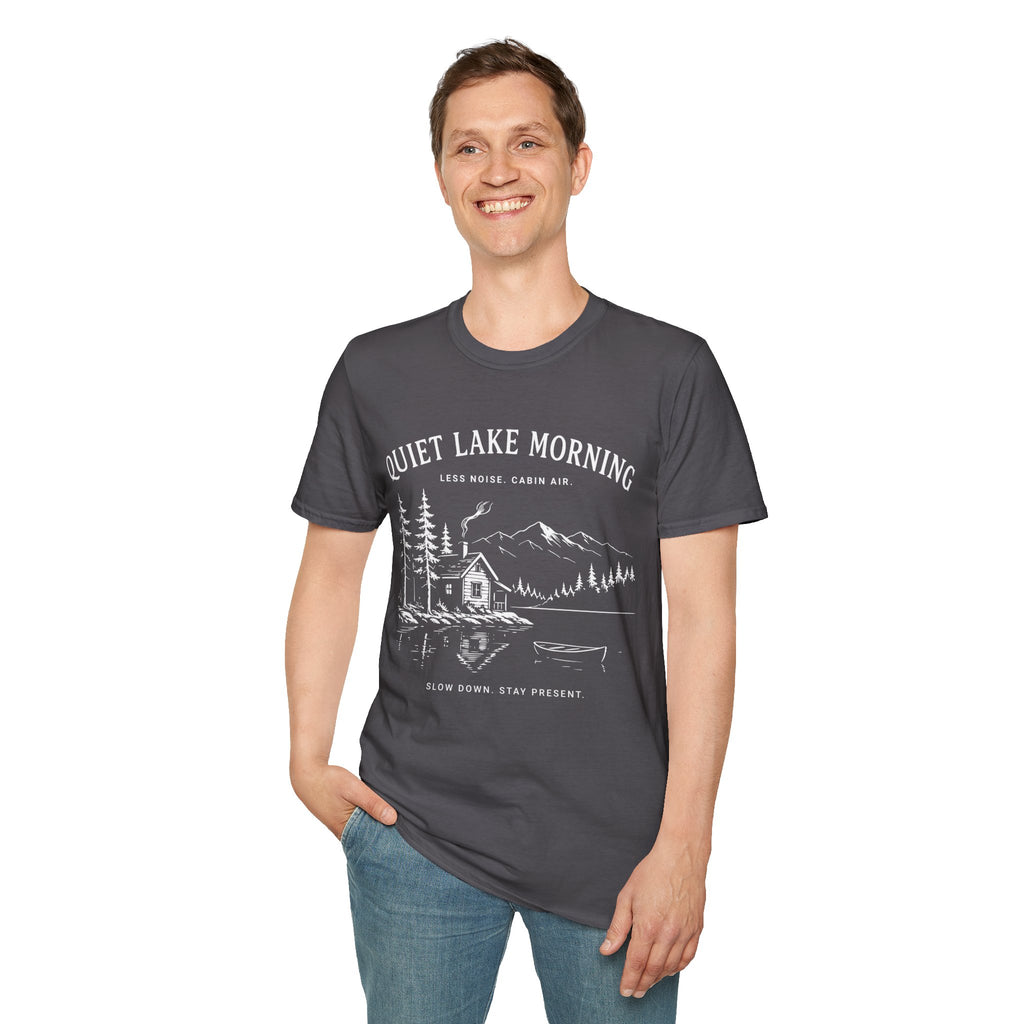 Quiet Lake Morning Cabin T-Shirt