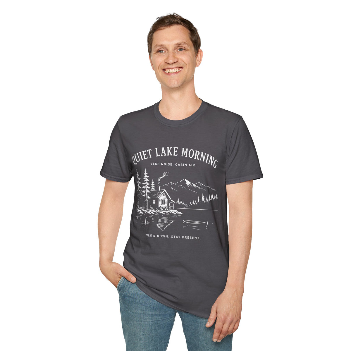 Quiet Lake Morning Cabin T-Shirt