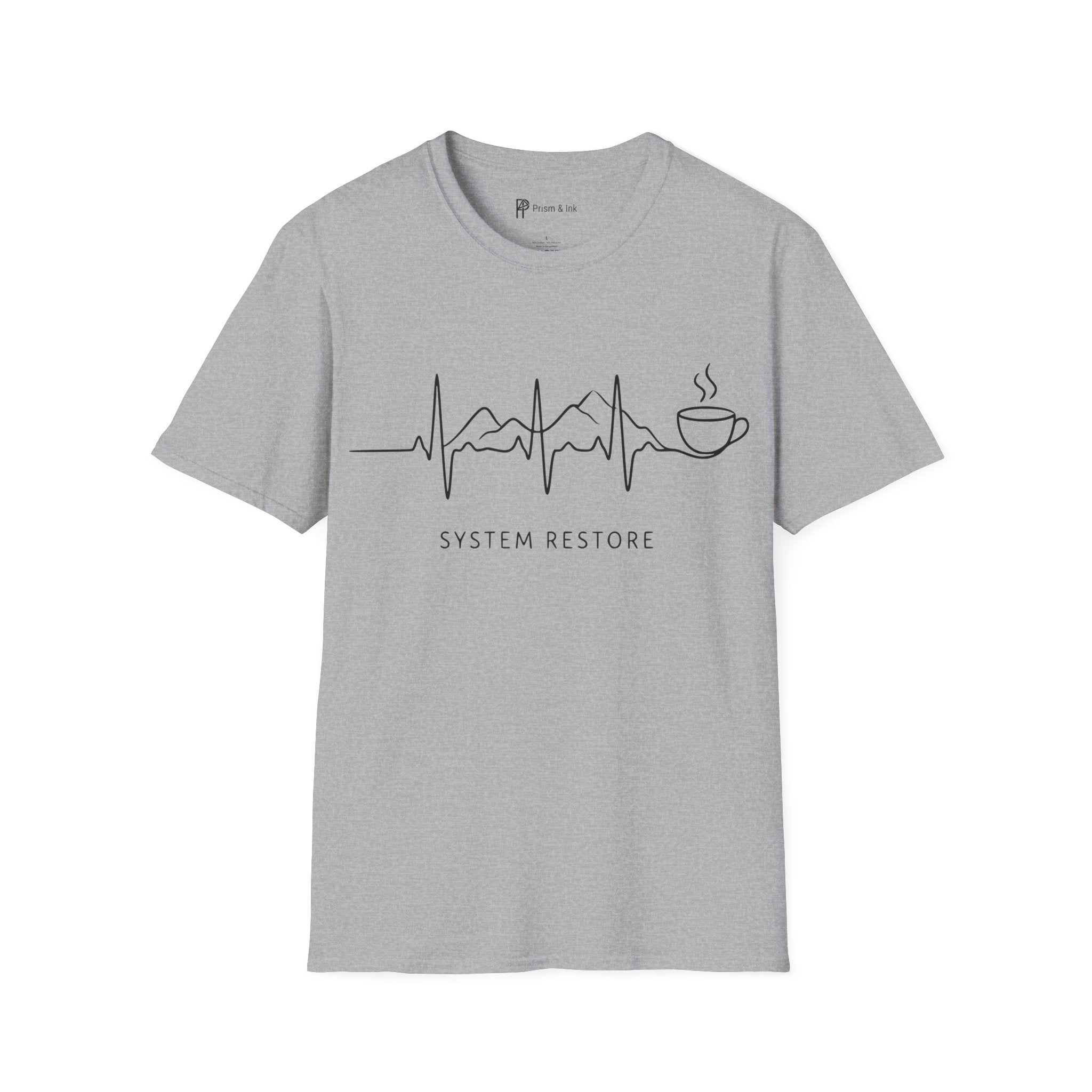 System Restore Coffee ECG Graphic T‑Shirt