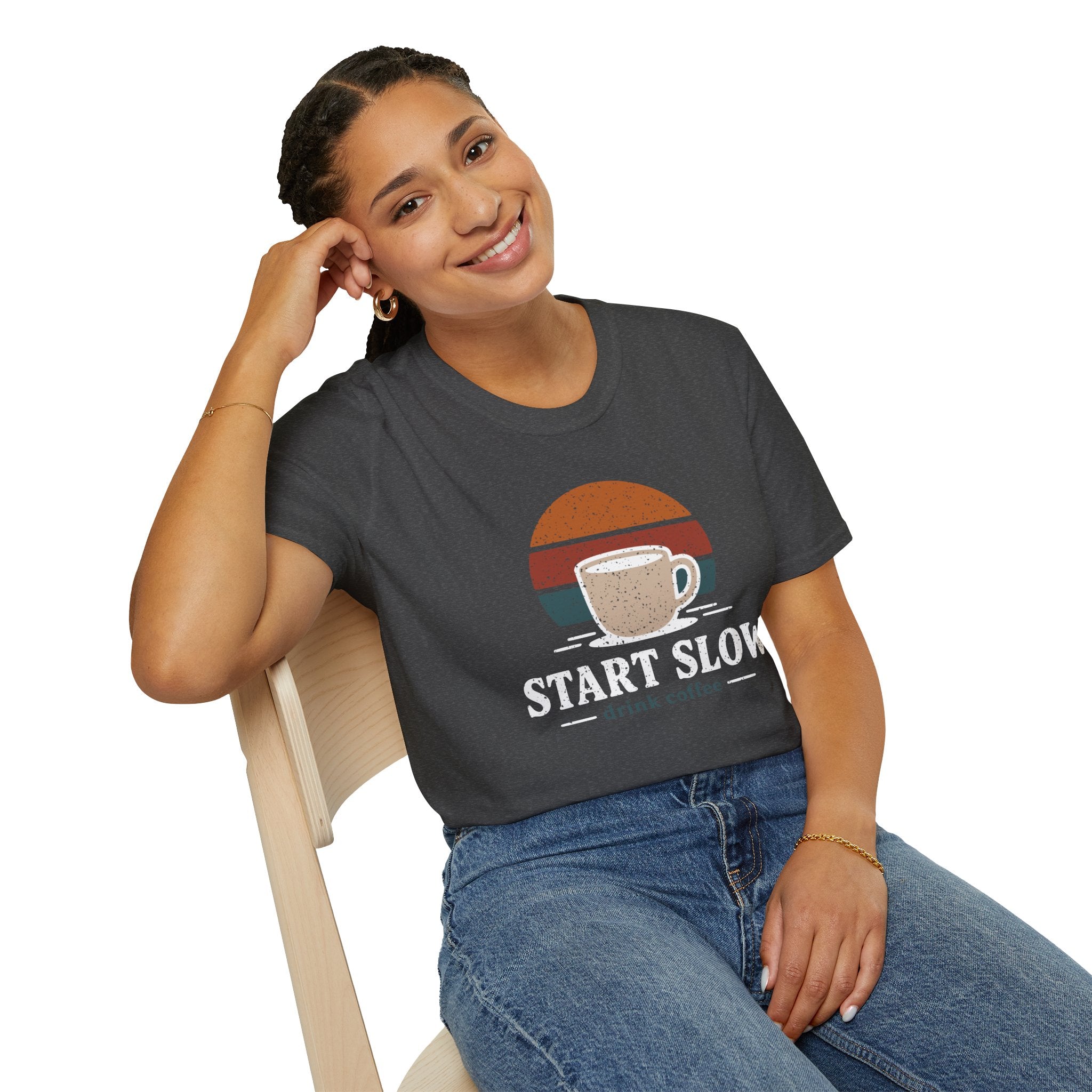 Start Slow Retro Sunset Coffee Ritual T-Shirt