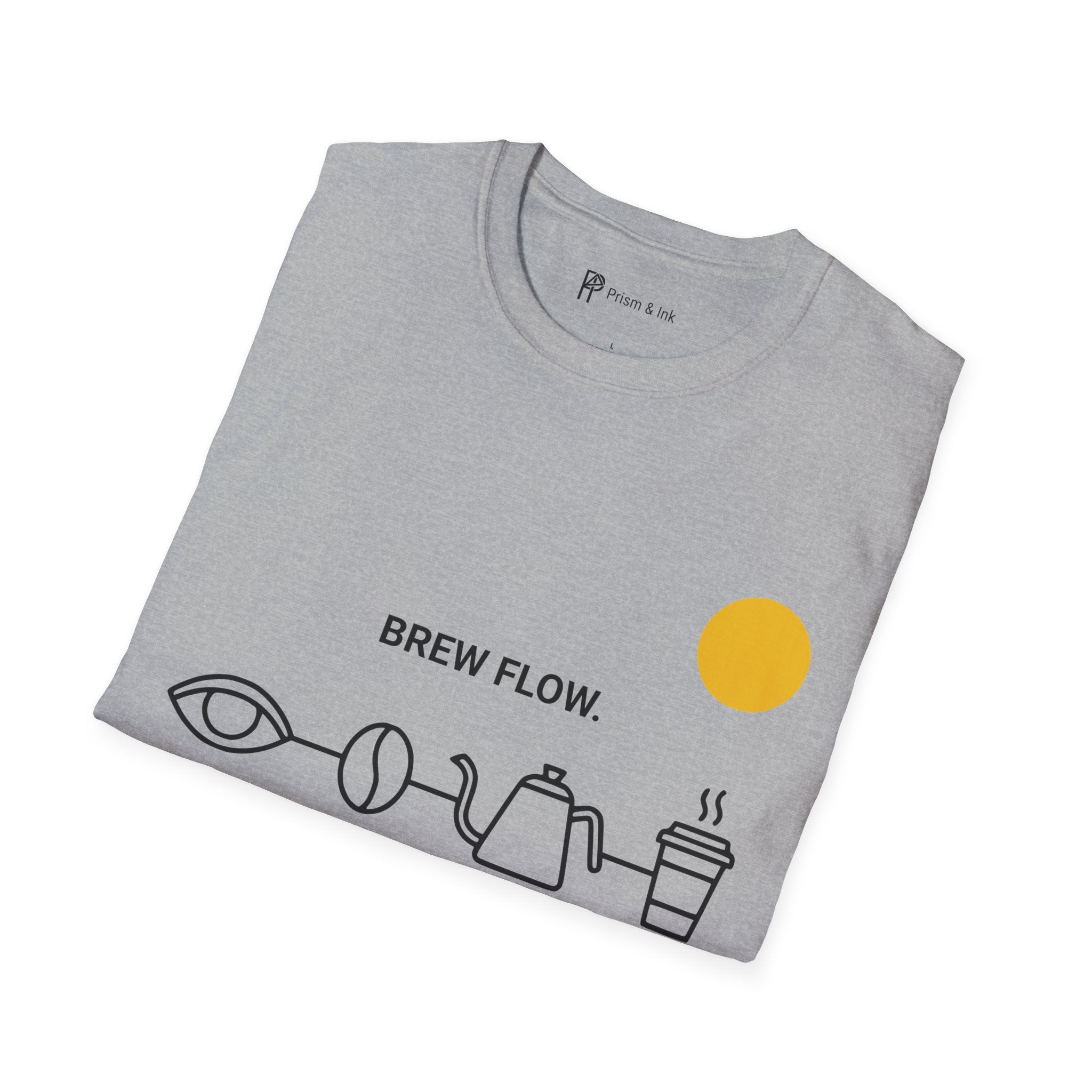 Brew Flow T-Shirt — Minimalist Coffee Process & Ritual Icons