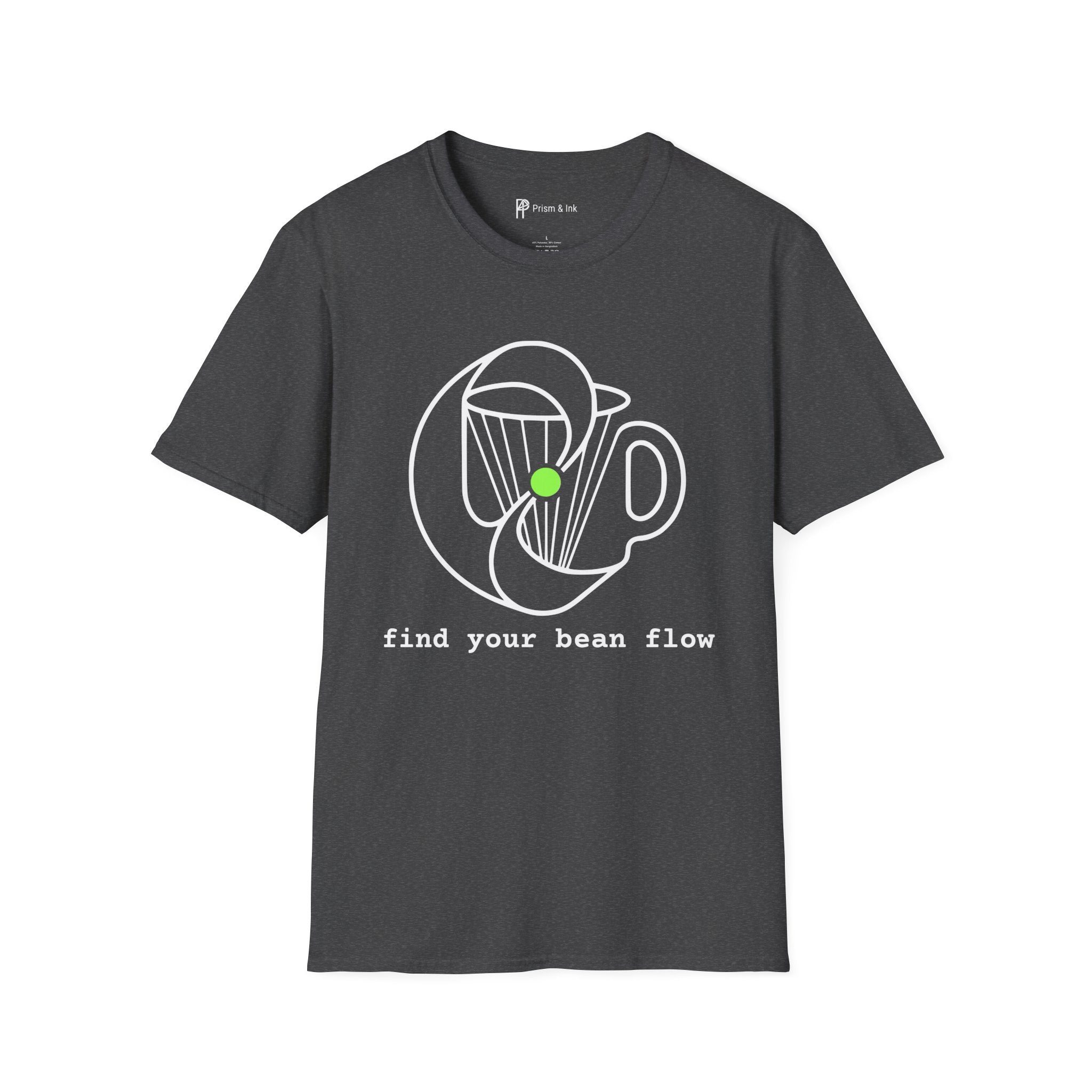 Find Your Bean Flow T-Shirt — Minimalist Coffee Ritual & Bio-Rhythm Line Art