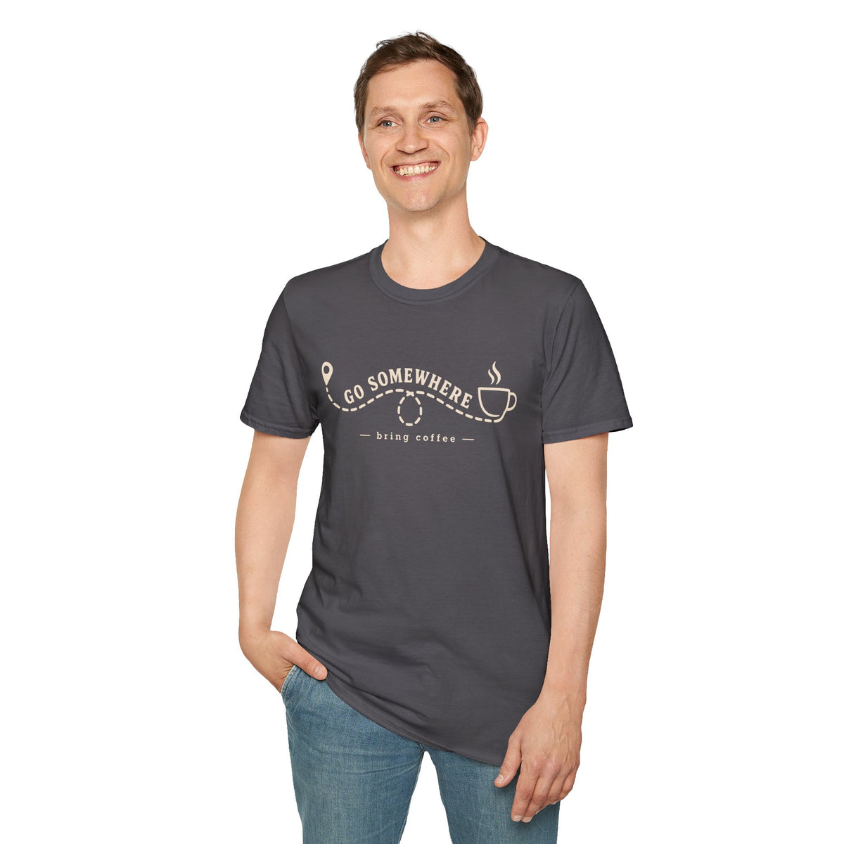 Go Somewhere Map Pin Path Coffee Travel T-Shirt