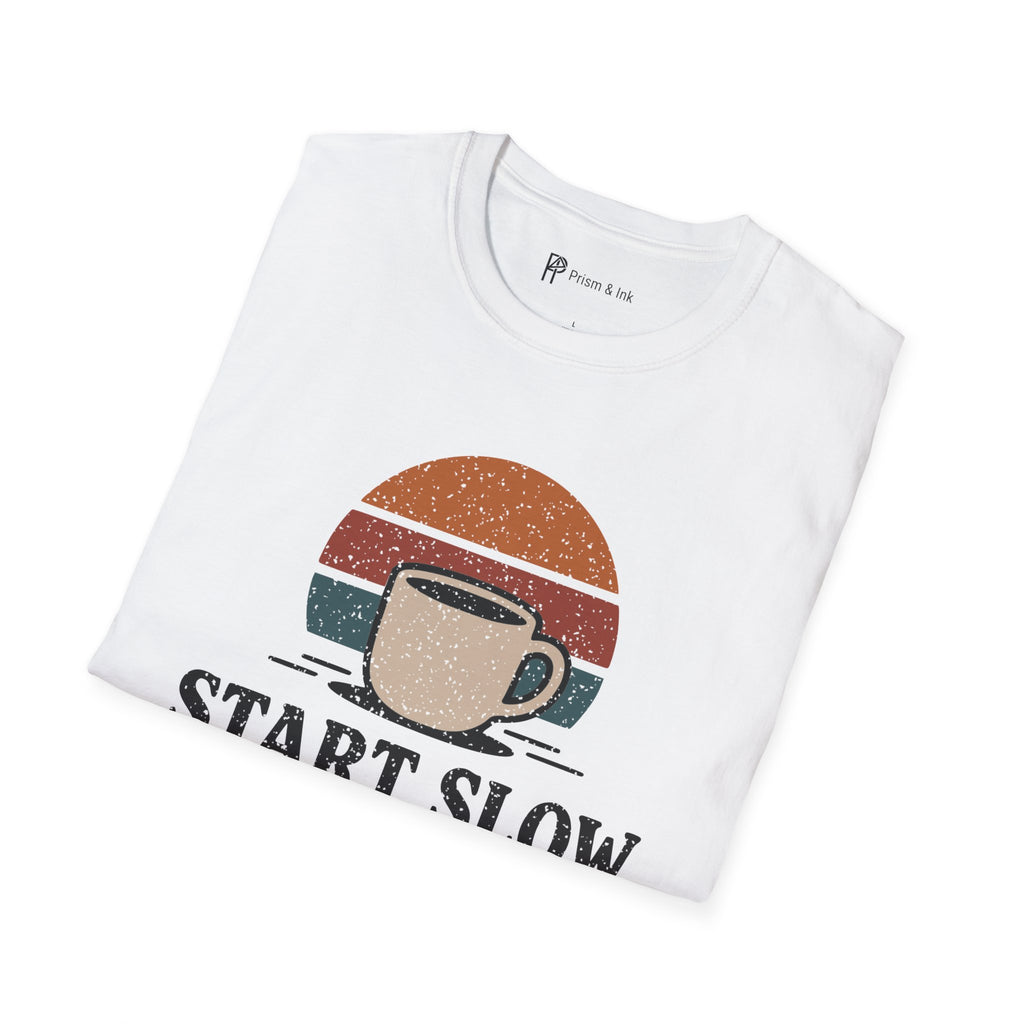 Start Slow Retro Sunset Coffee Ritual T-Shirt