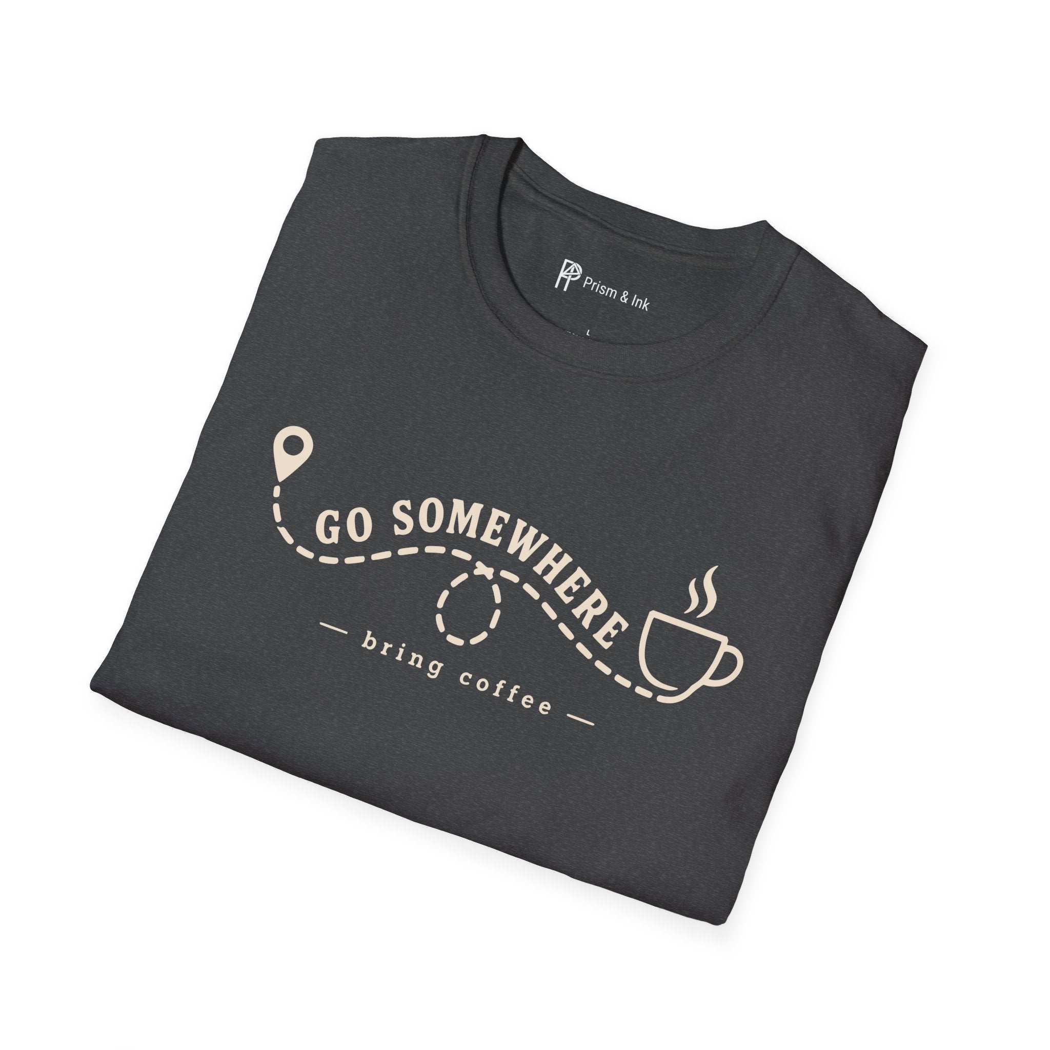 Go Somewhere Map Pin Path Coffee Travel T-Shirt