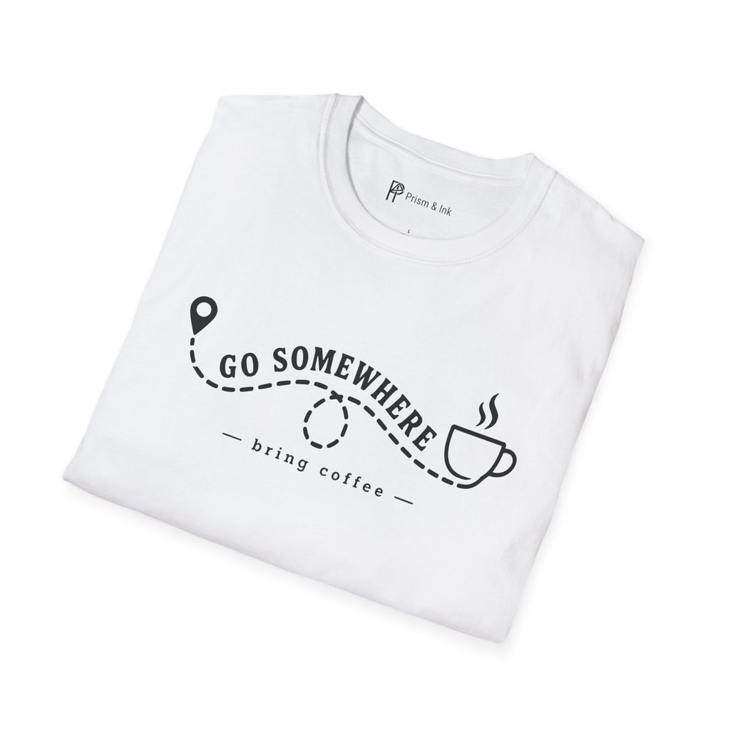 Go Somewhere Map Pin Path Coffee Travel T-Shirt