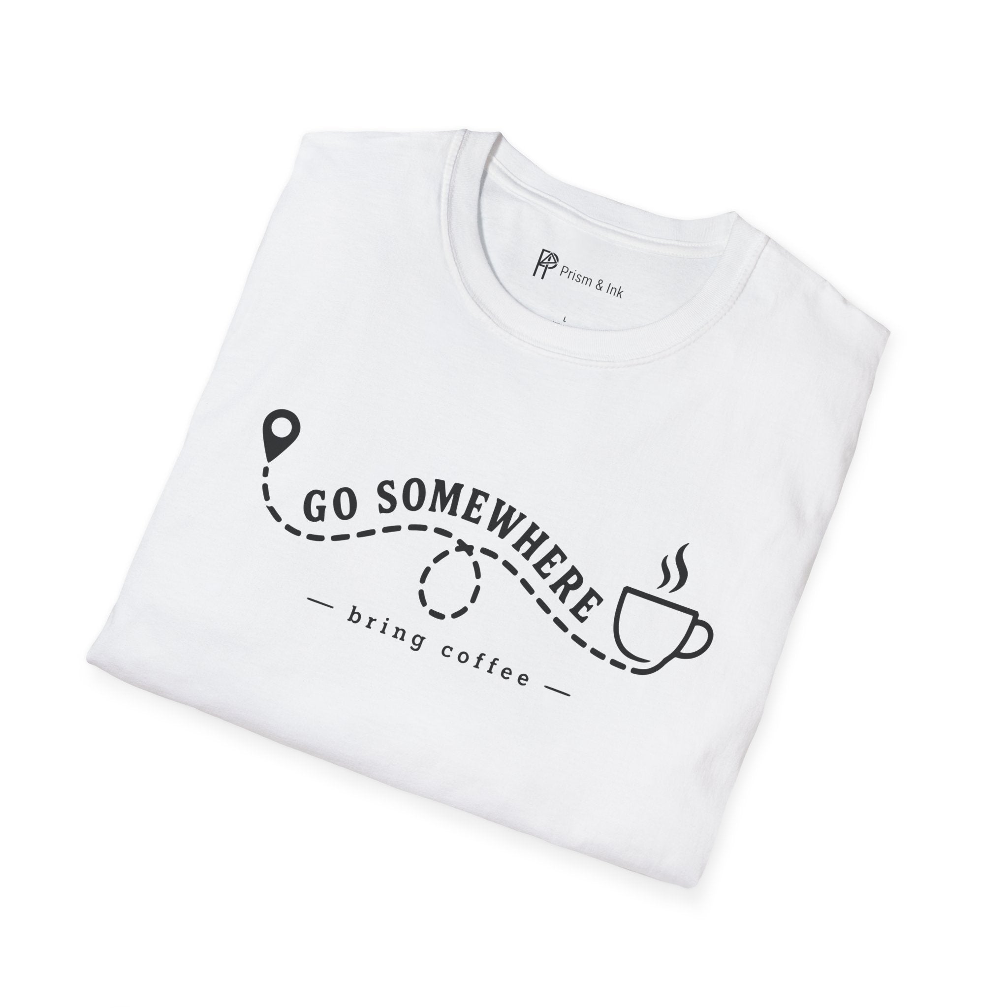 Go Somewhere Map Pin Path Coffee Travel T-Shirt