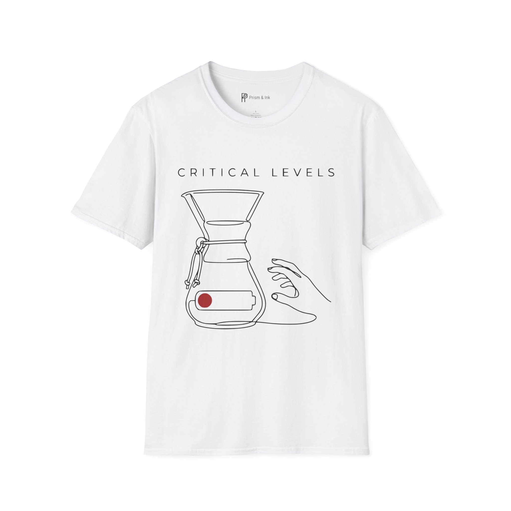 Critical Levels T-Shirt — Chemex and Low Battery Line Art
