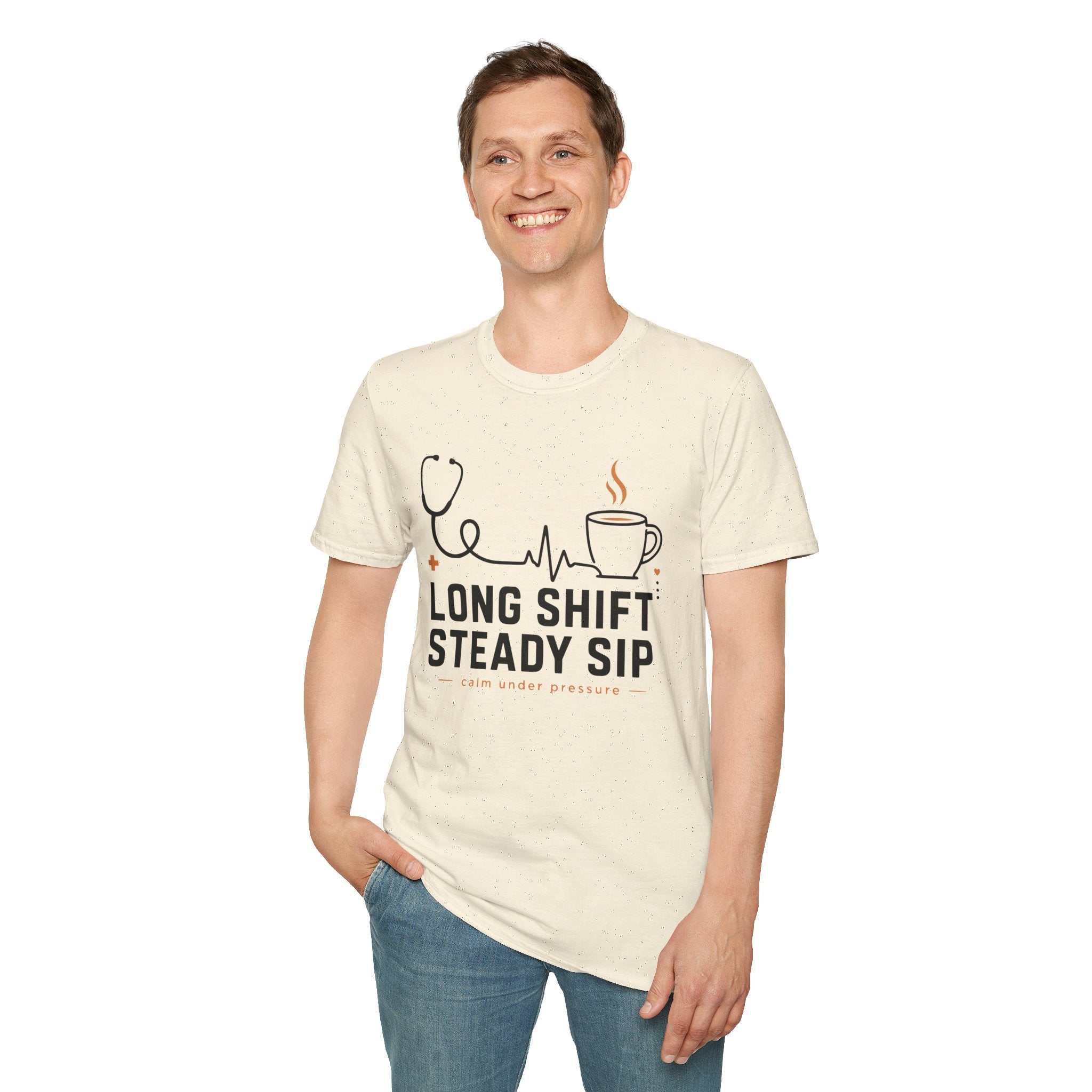 Long Shift Steady Sip Nurse Coffee T-Shirt