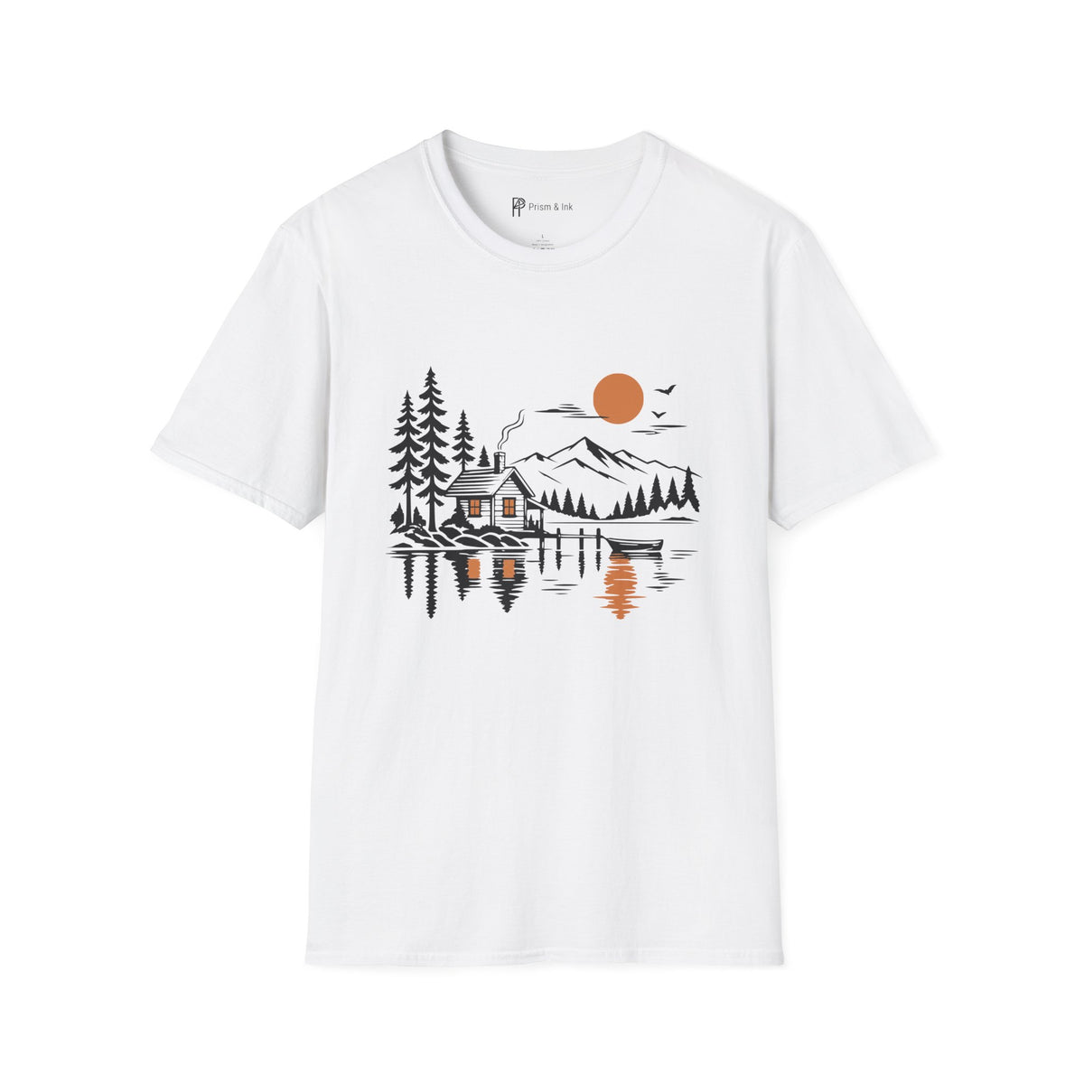 Quiet Cabin Lake Sunset Mountain T-Shirt
