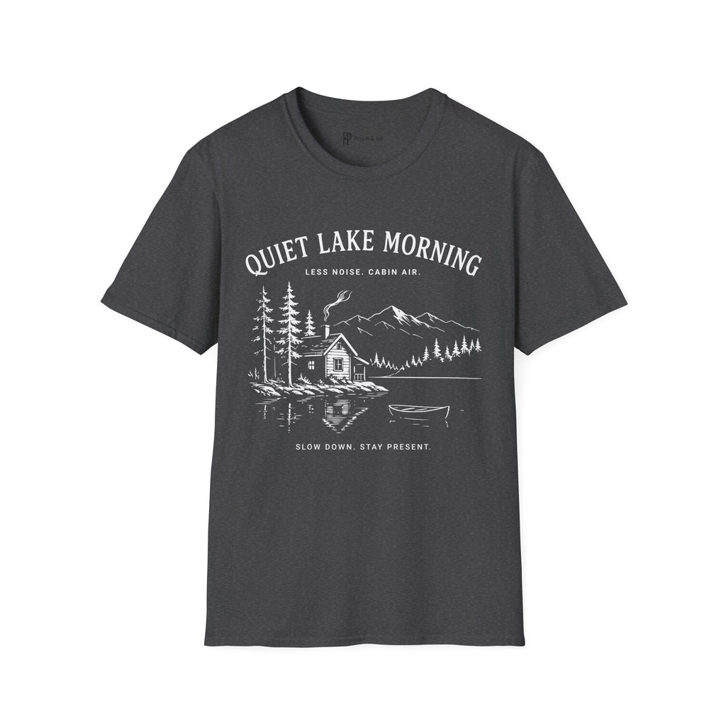 Quiet Lake Morning Cabin T-Shirt