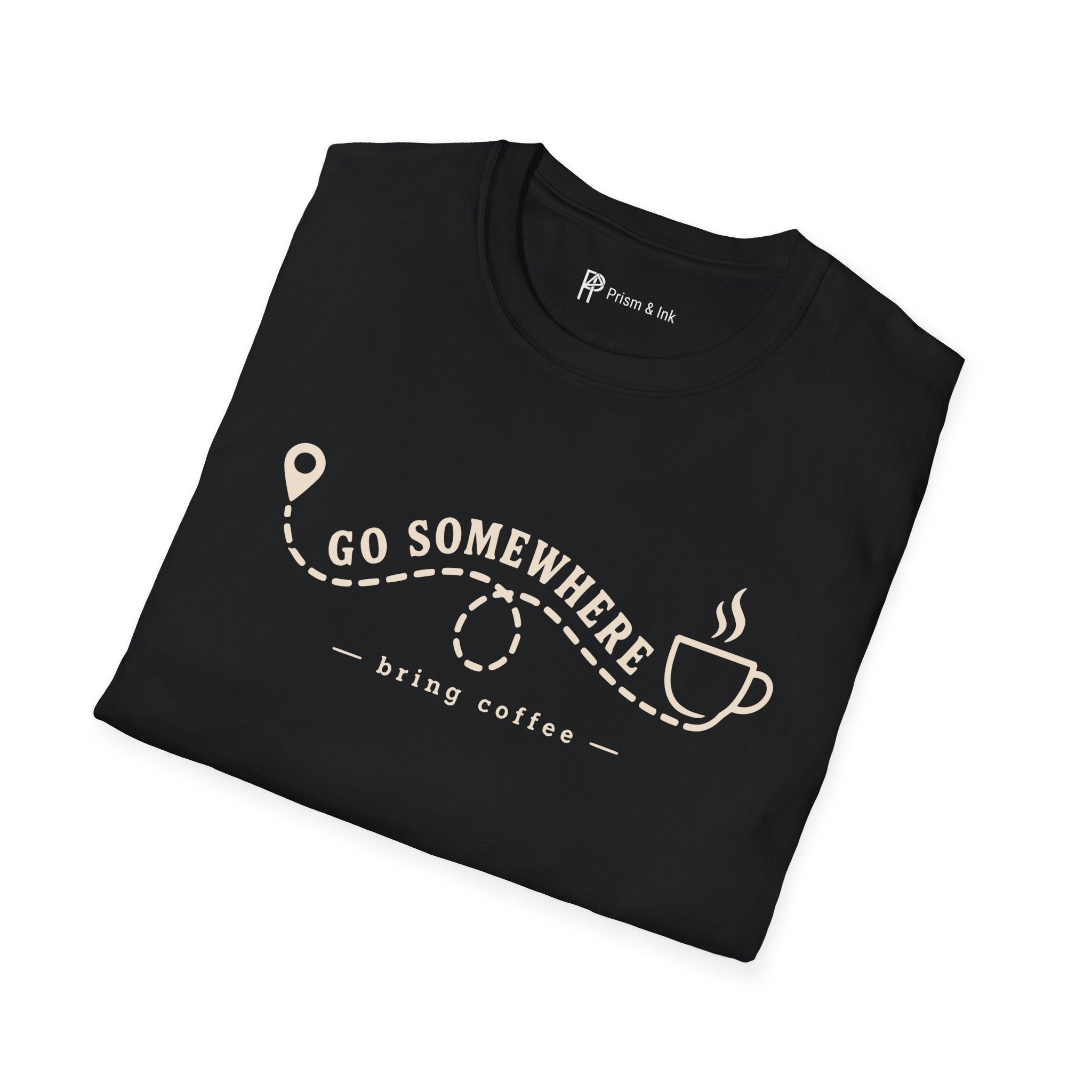 Go Somewhere Map Pin Path Coffee Travel T-Shirt