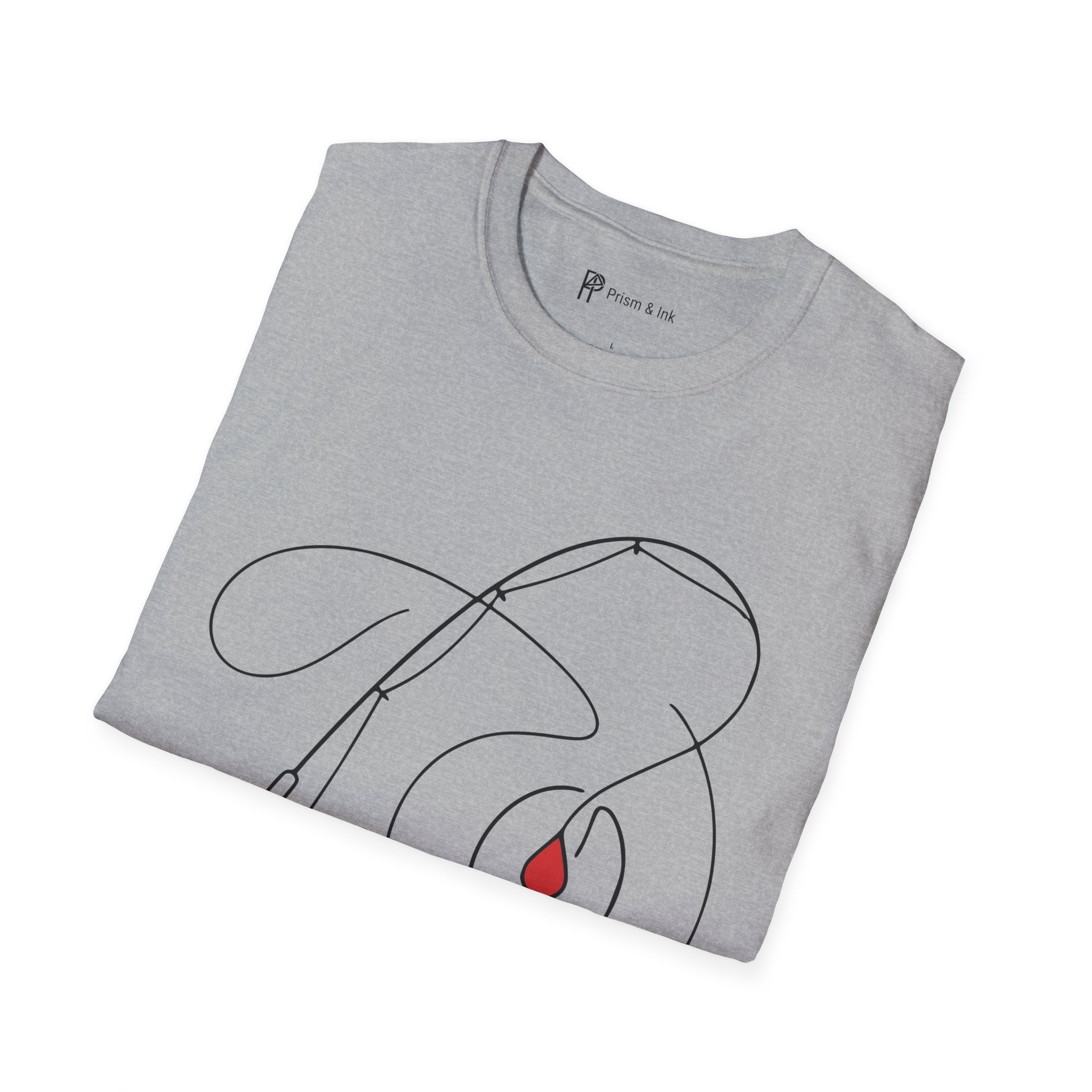 Casting for Caffeine T-Shirt — Minimalist Fly Fishing & Coffee Bean Art