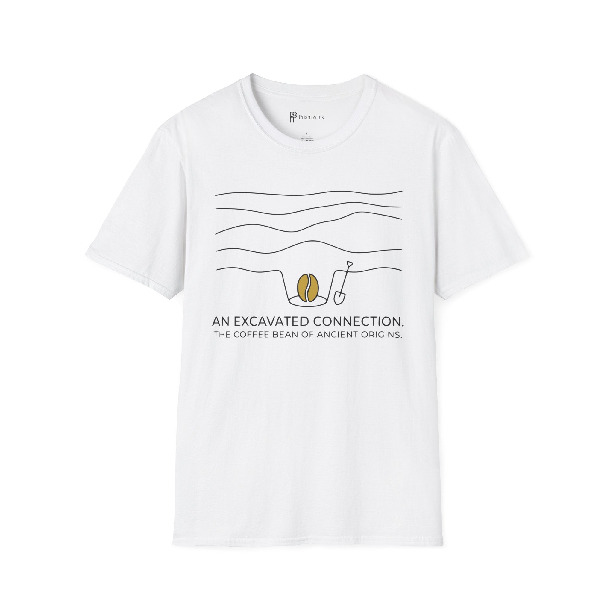 Excavated Connection T-Shirt — Archaeology Style Coffee Bean & Ancient Origins Art