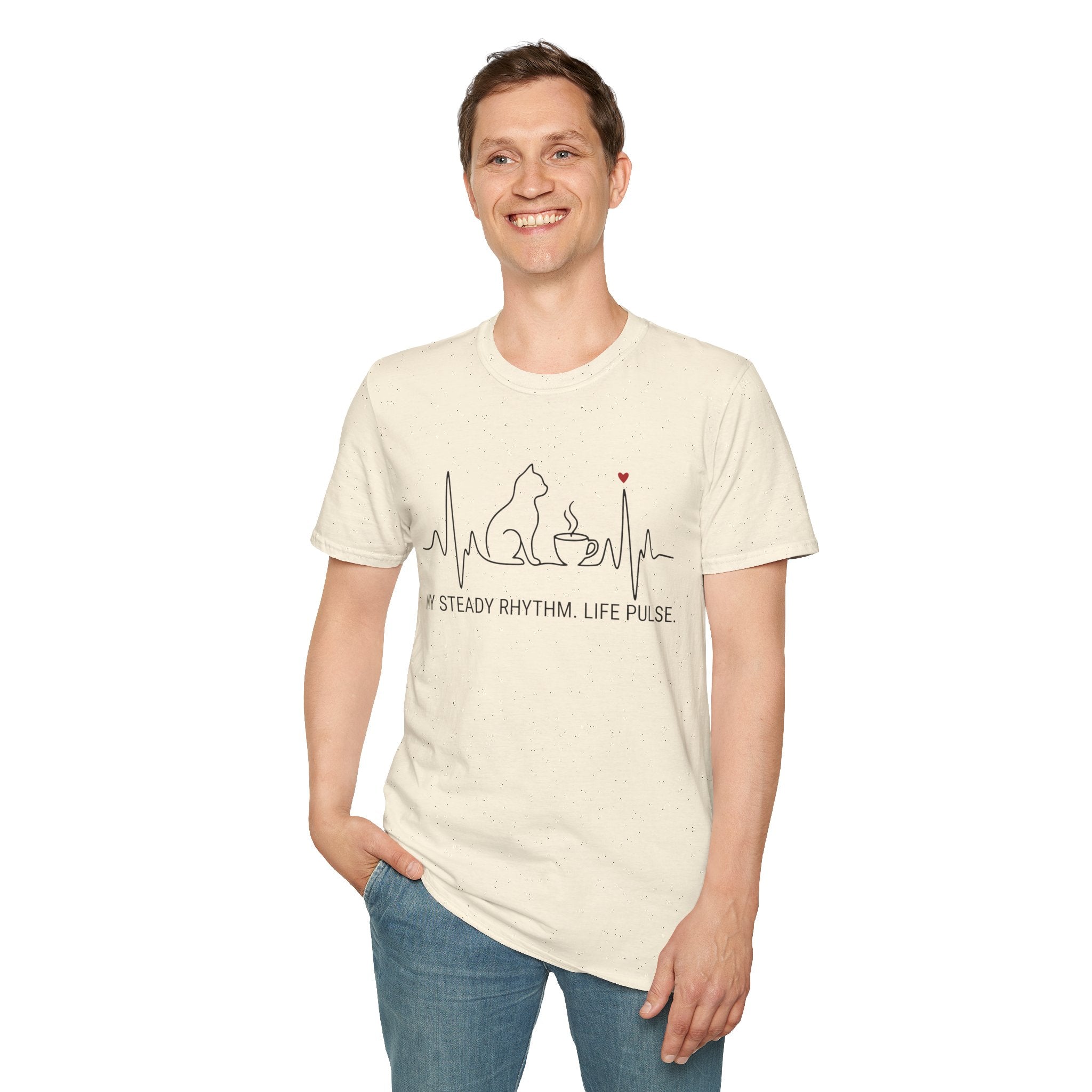 My Steady Rhythm Life Pulse Cat Coffee T-Shirt