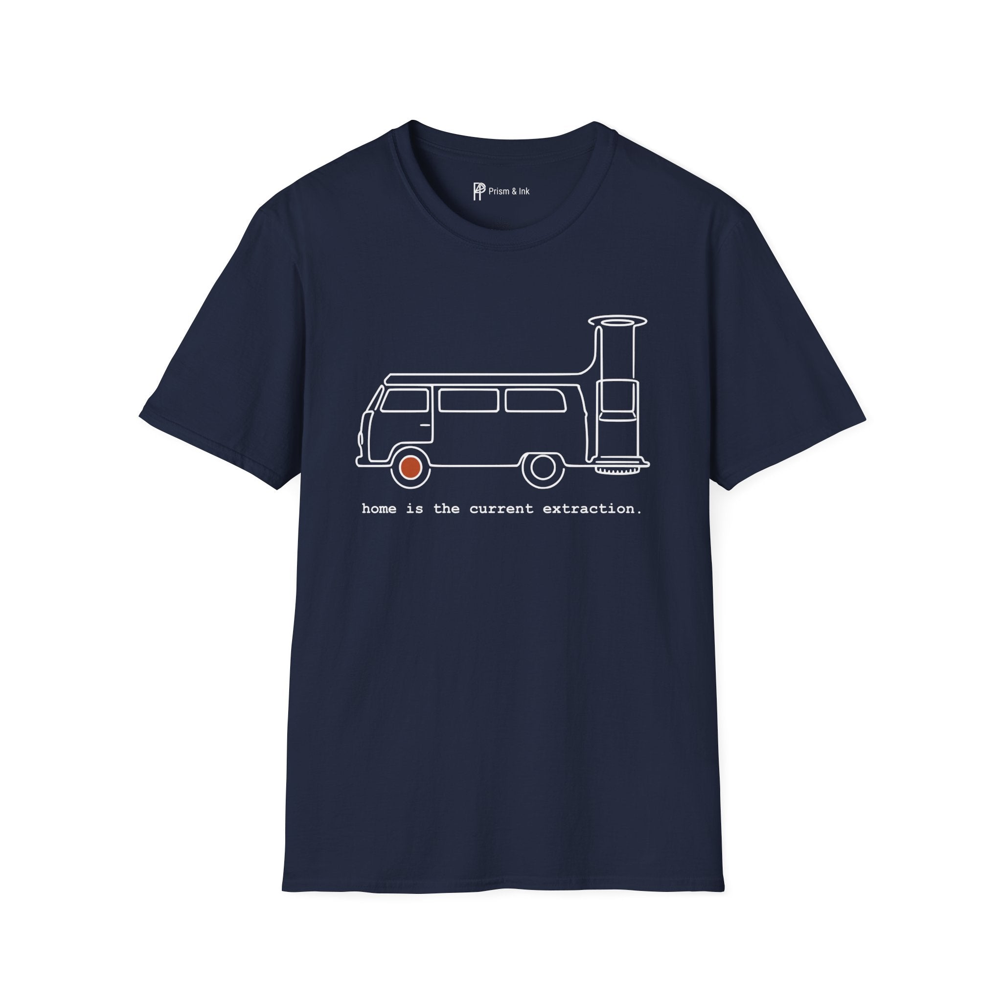 Van Life Exploration T-Shirt — Minimalist Camper & AeroPress "Anywhere" Art