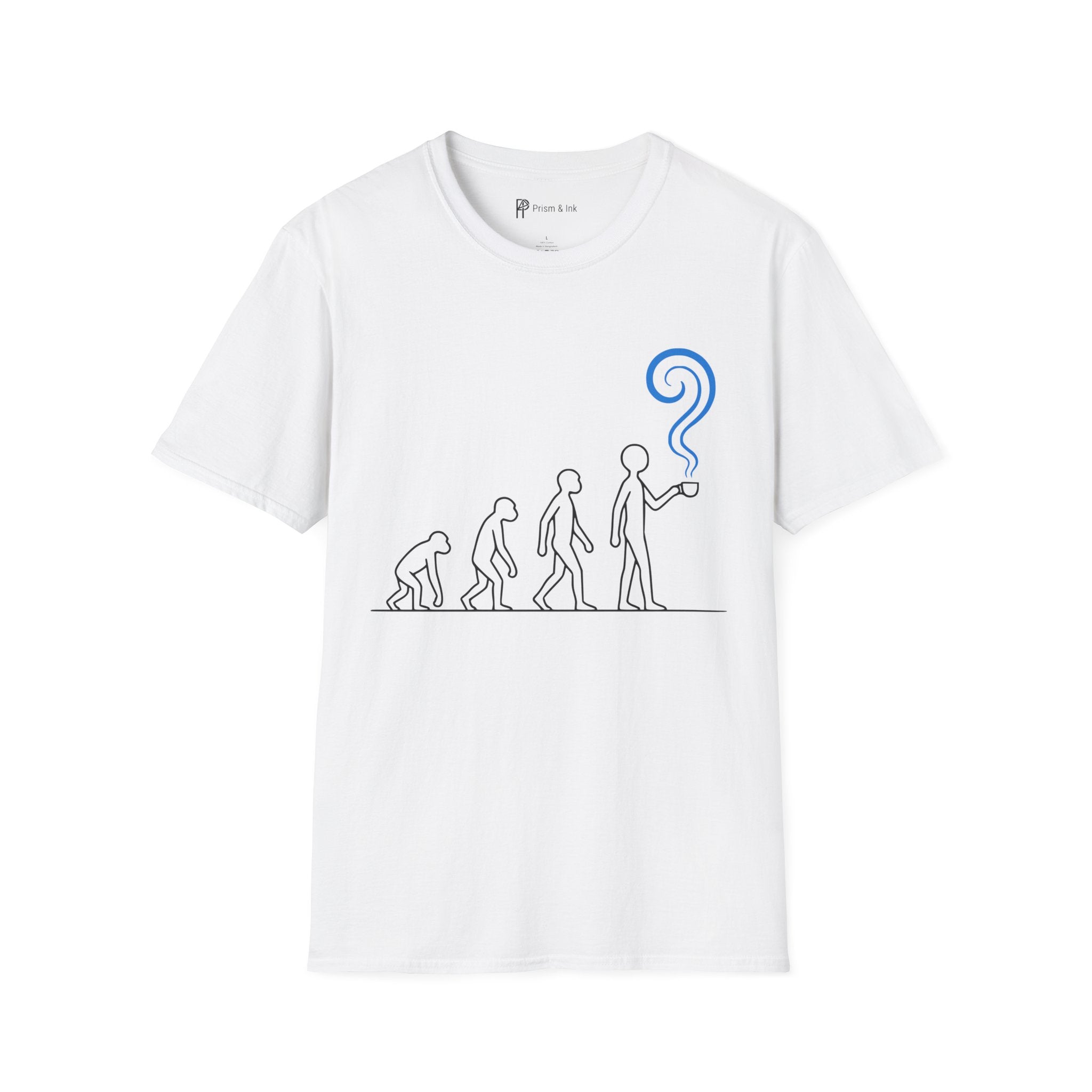 Evolution of Caffeine T-Shirt — Minimalist Human Progress & Coffee Inspiration Art