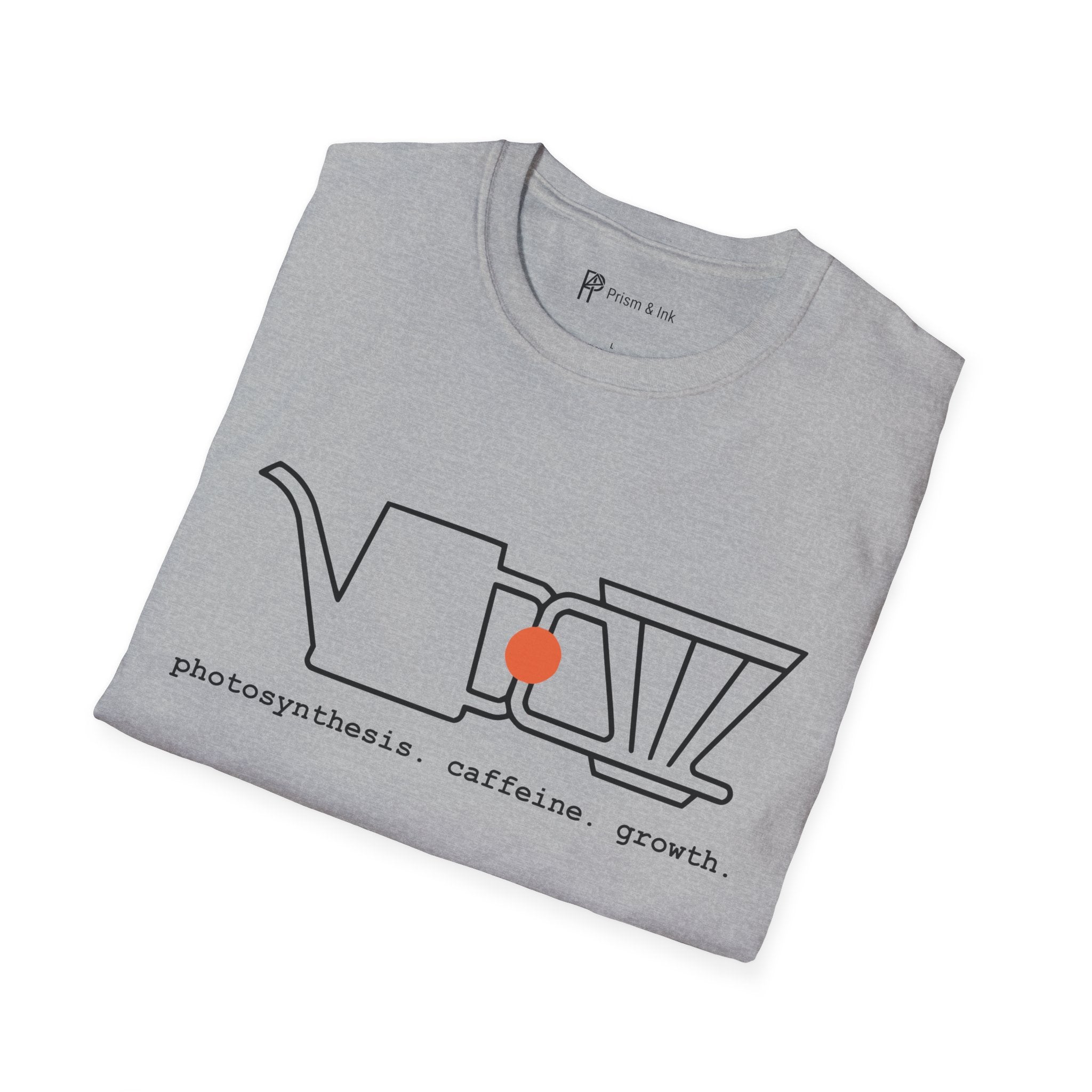 photosynthesis caffeine growth T-Shirt — Minimalist Watering Can & Coffee Dripper "Growth" Art