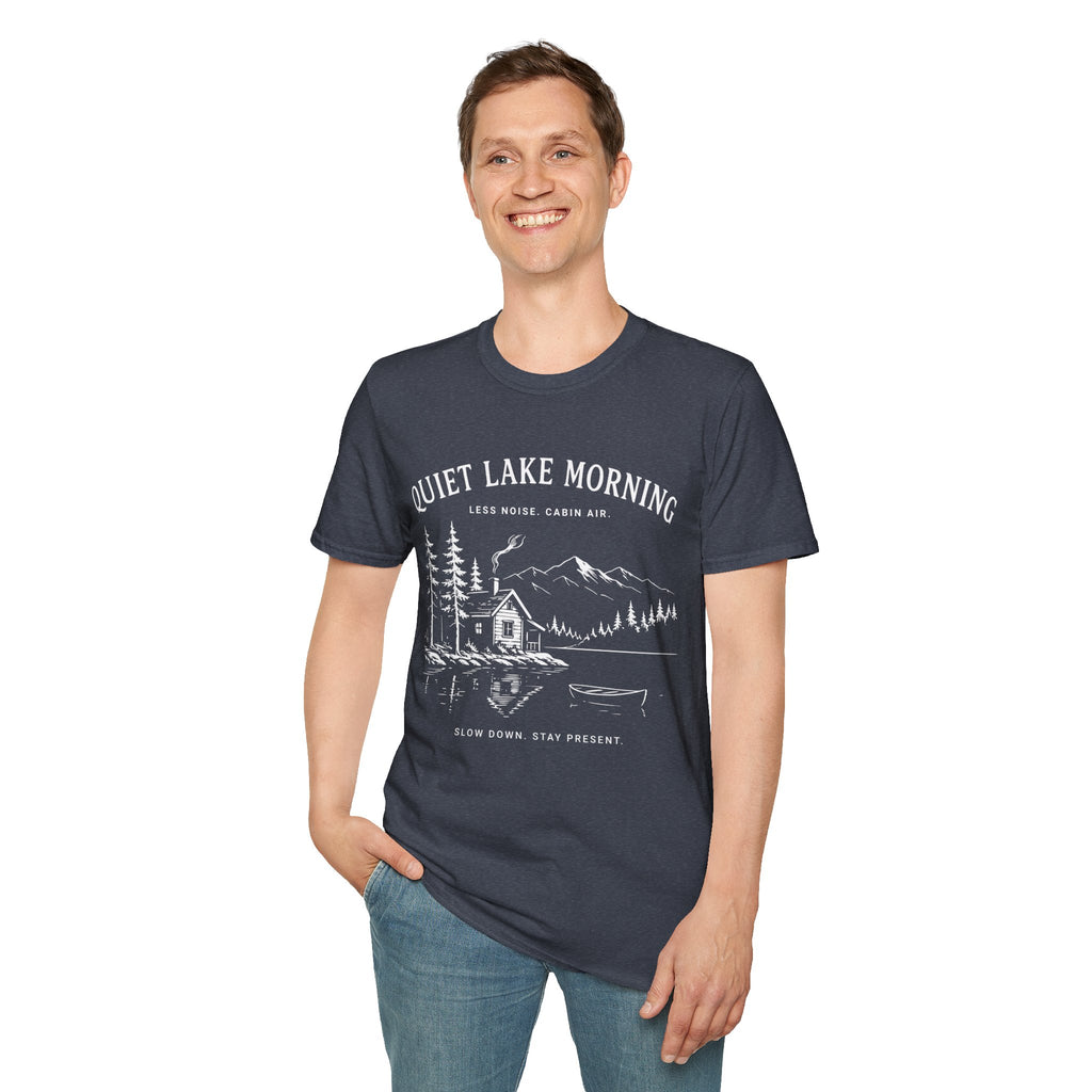 Quiet Lake Morning Cabin T-Shirt