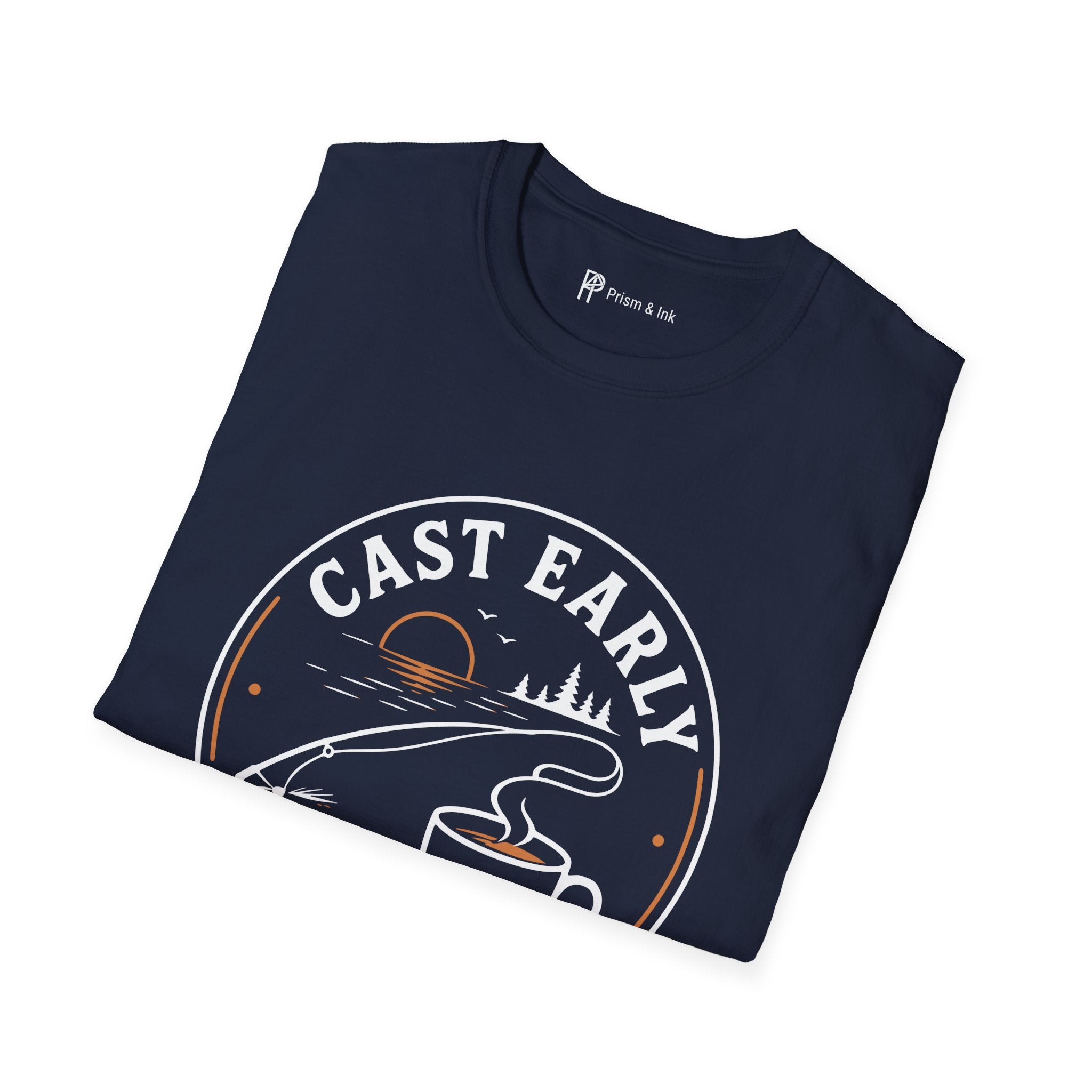 Cast Early Pour Slow Fishing Coffee T-Shirt