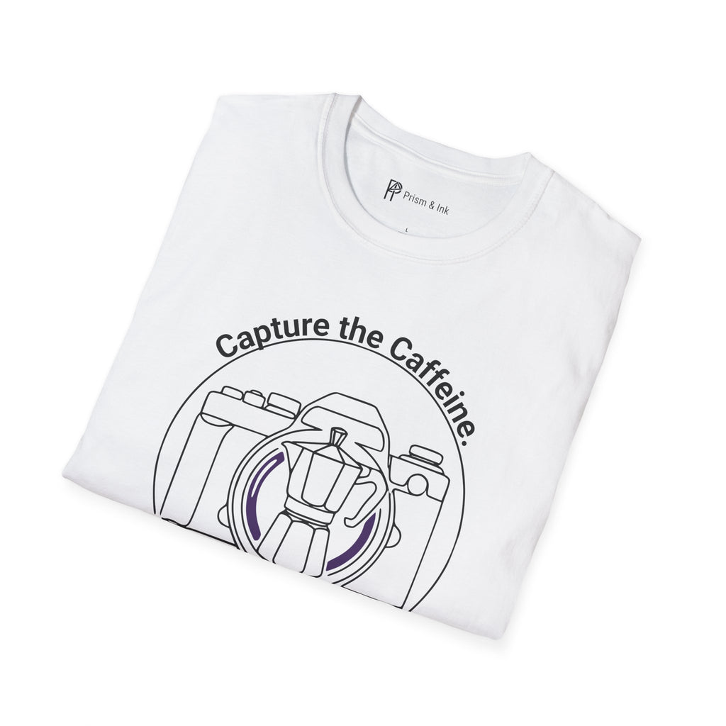 Capture the Caffeine Camera & Moka Pot T-Shirt
