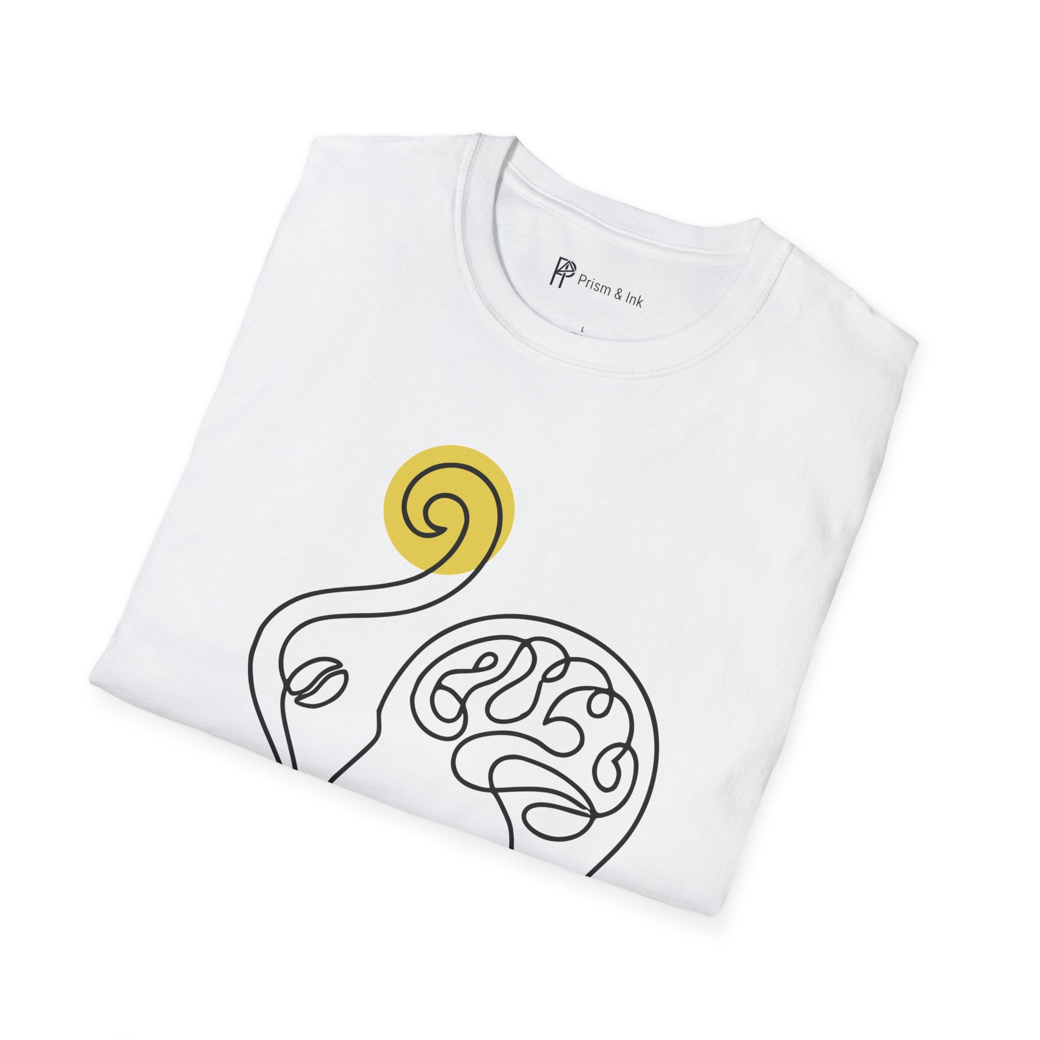 Morning Clarity T-Shirt — Minimalist Neural Brew & Brain Line Art