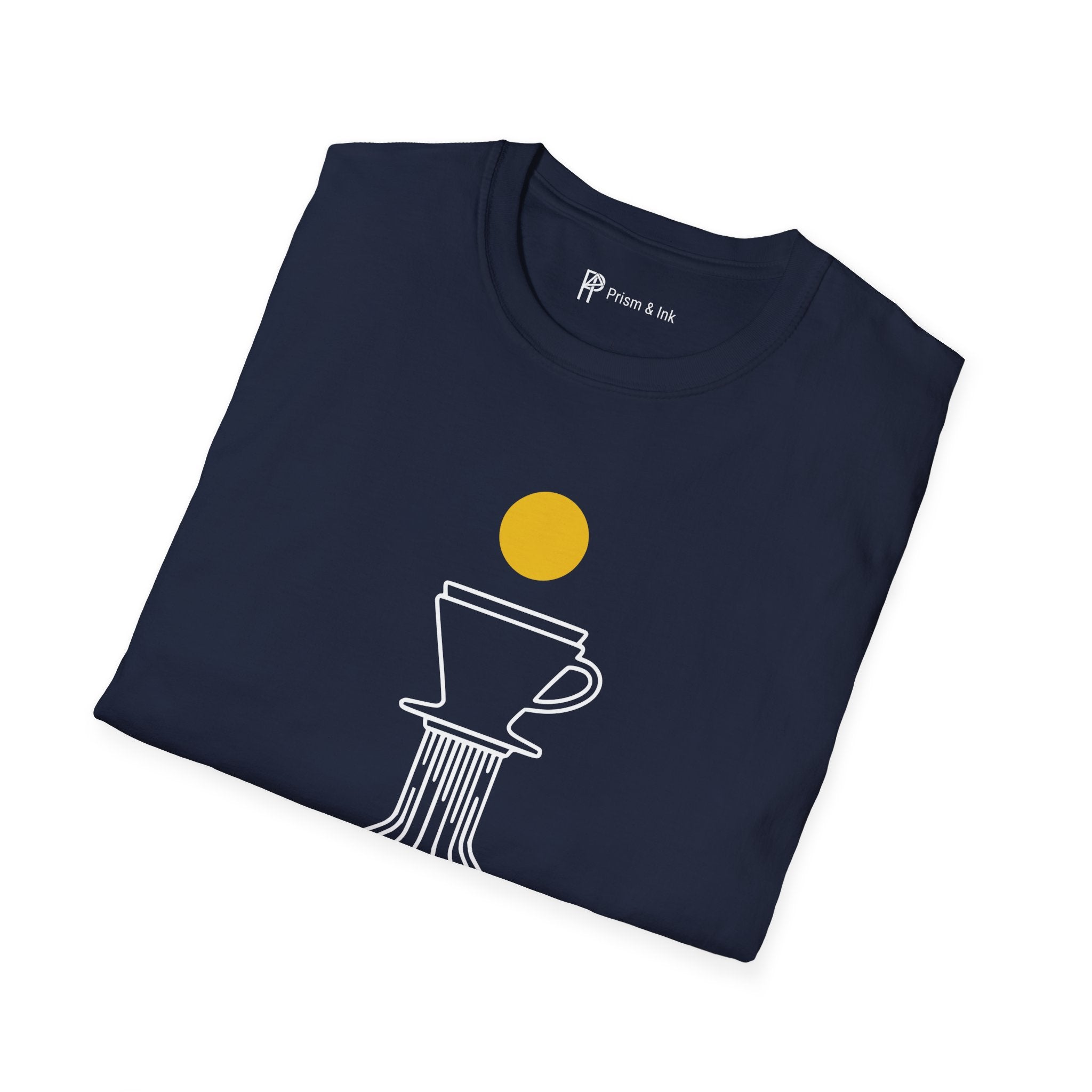 Street Level Brew T-Shirt — Pour-Over Dripper and Crosswalk Silhouette