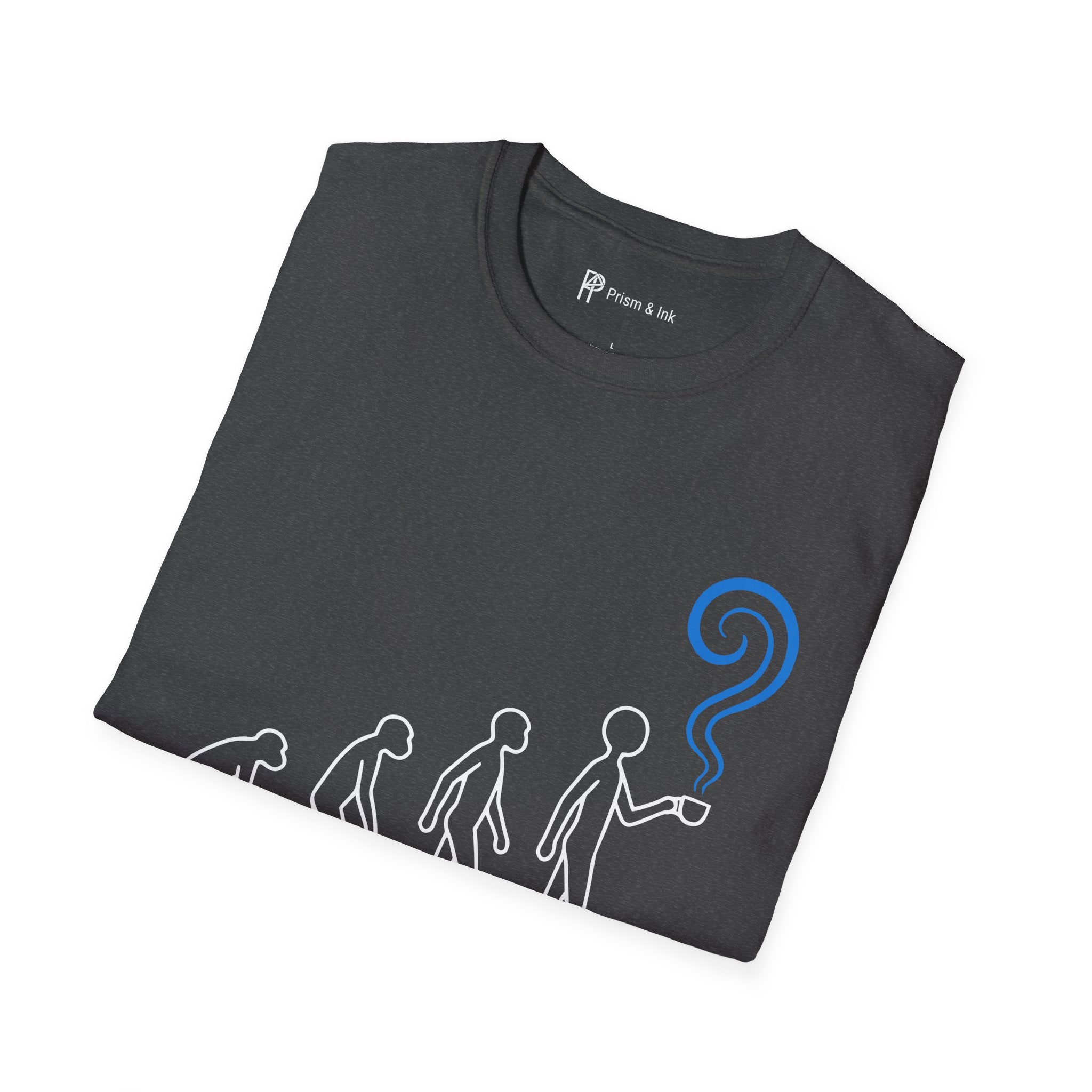 Evolution of Caffeine T-Shirt — Minimalist Human Progress & Coffee Inspiration Art