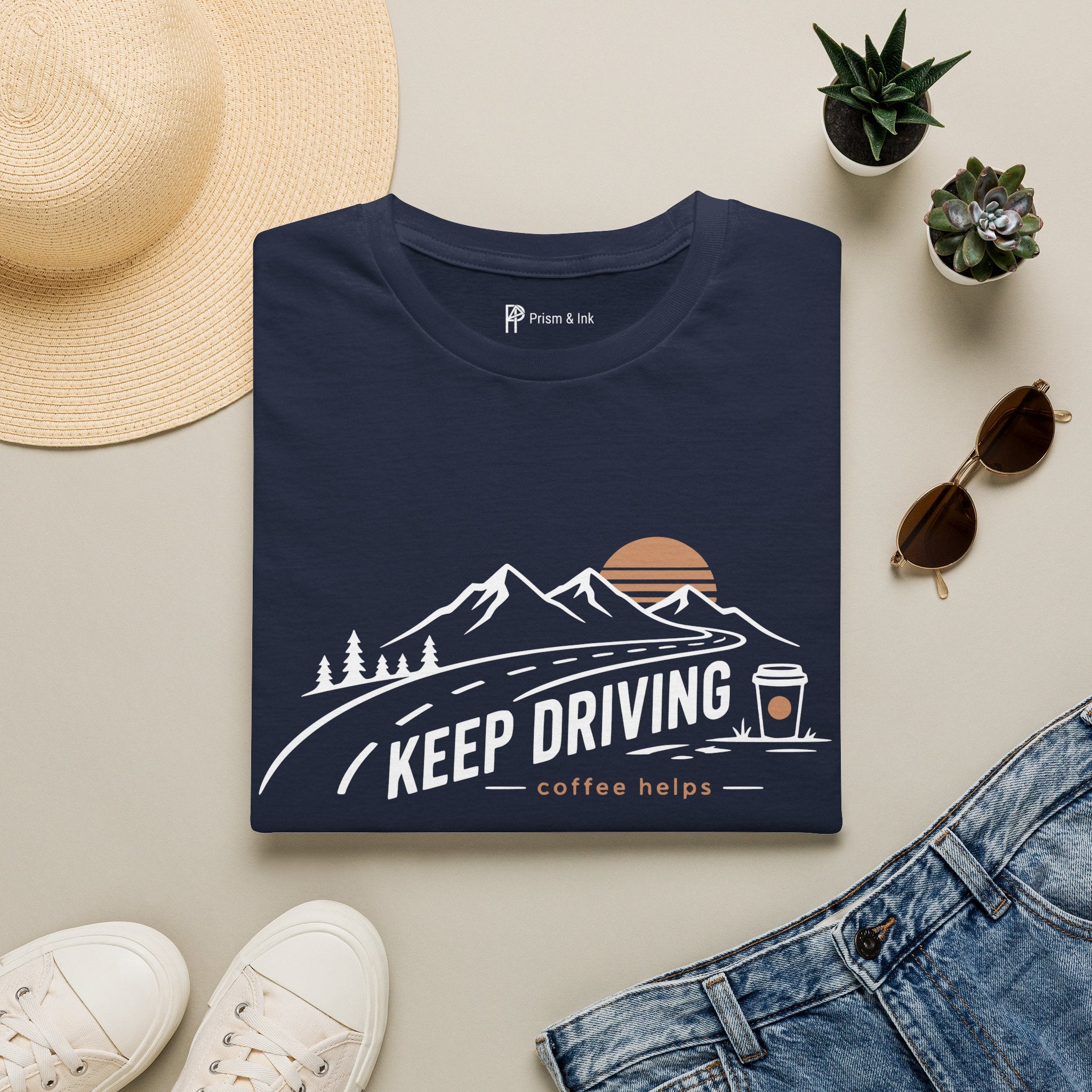 Keep Driving Mountain Road Trip Coffee T-Shirt