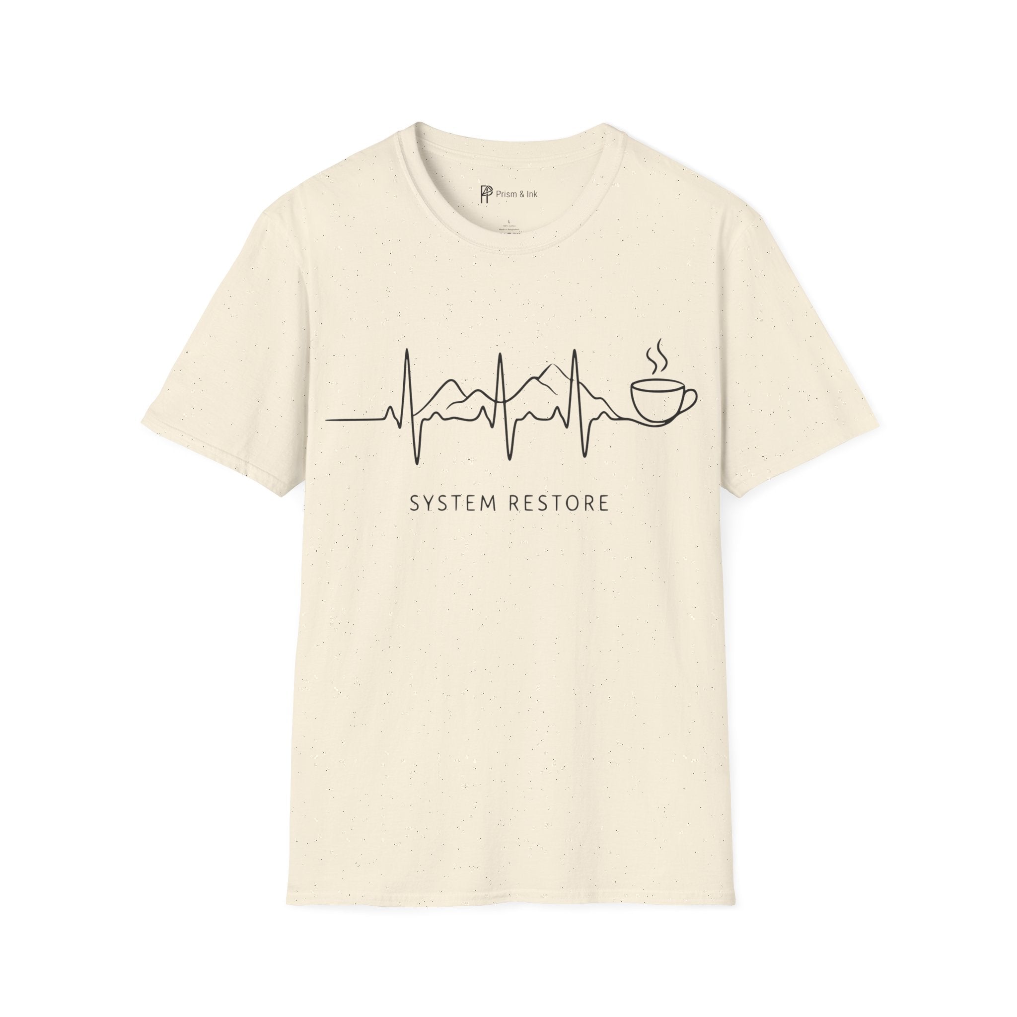 System Restore Coffee ECG Graphic T‑Shirt