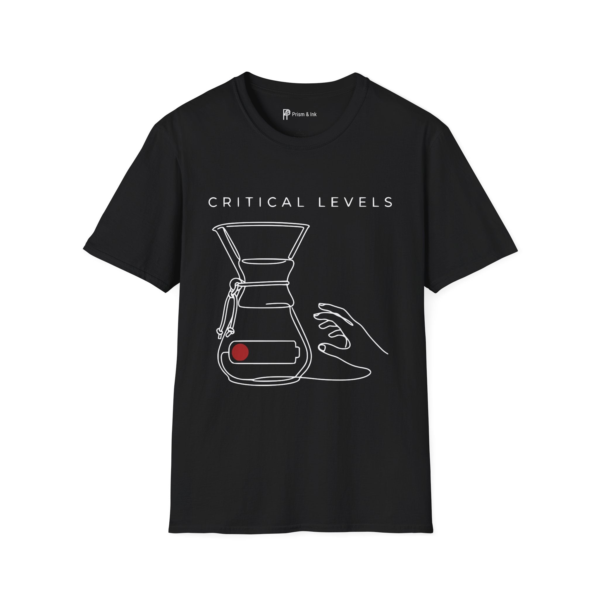 Critical Levels T-Shirt — Chemex and Low Battery Line Art