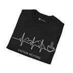 System Restore Coffee ECG Graphic T‑Shirt