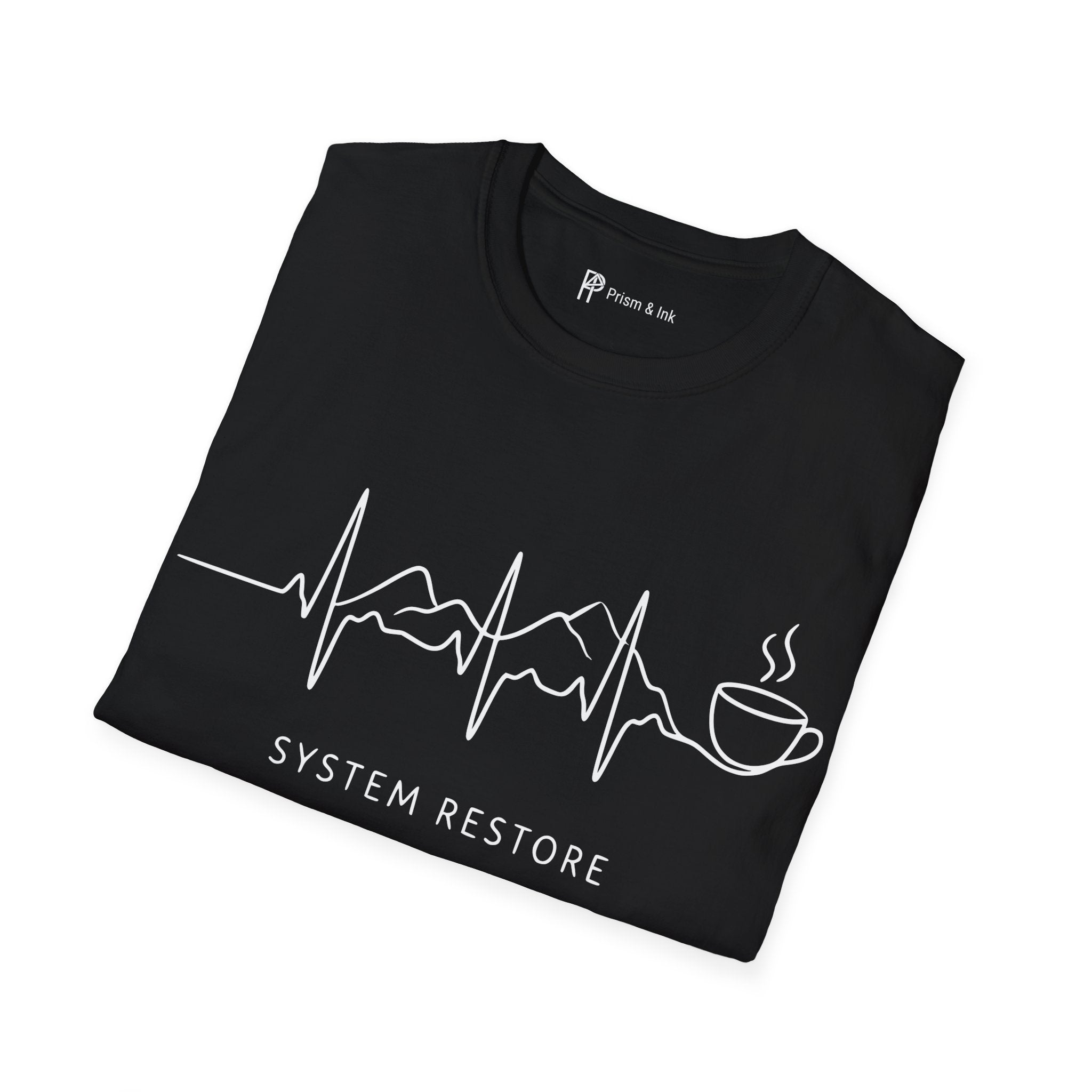 System Restore Coffee ECG Graphic T‑Shirt