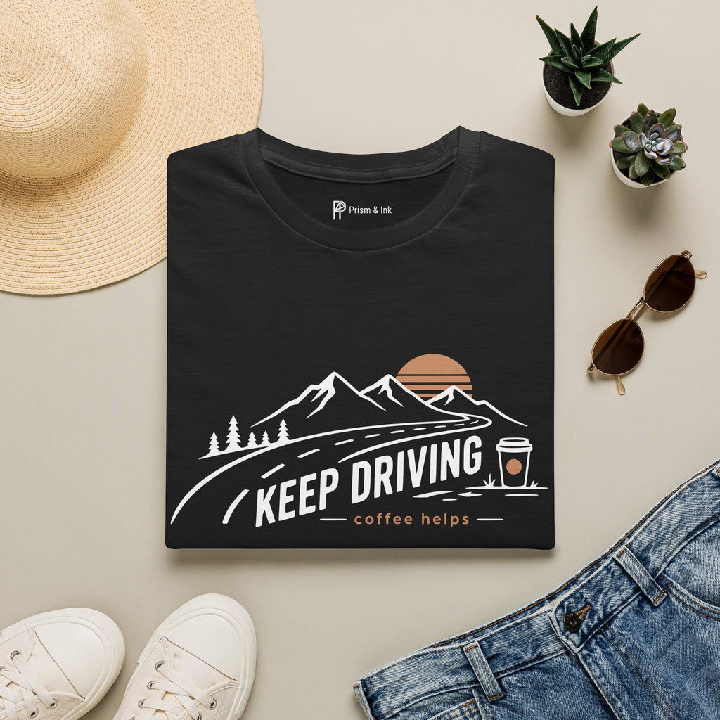 Keep Driving Mountain Road Trip Coffee T-Shirt