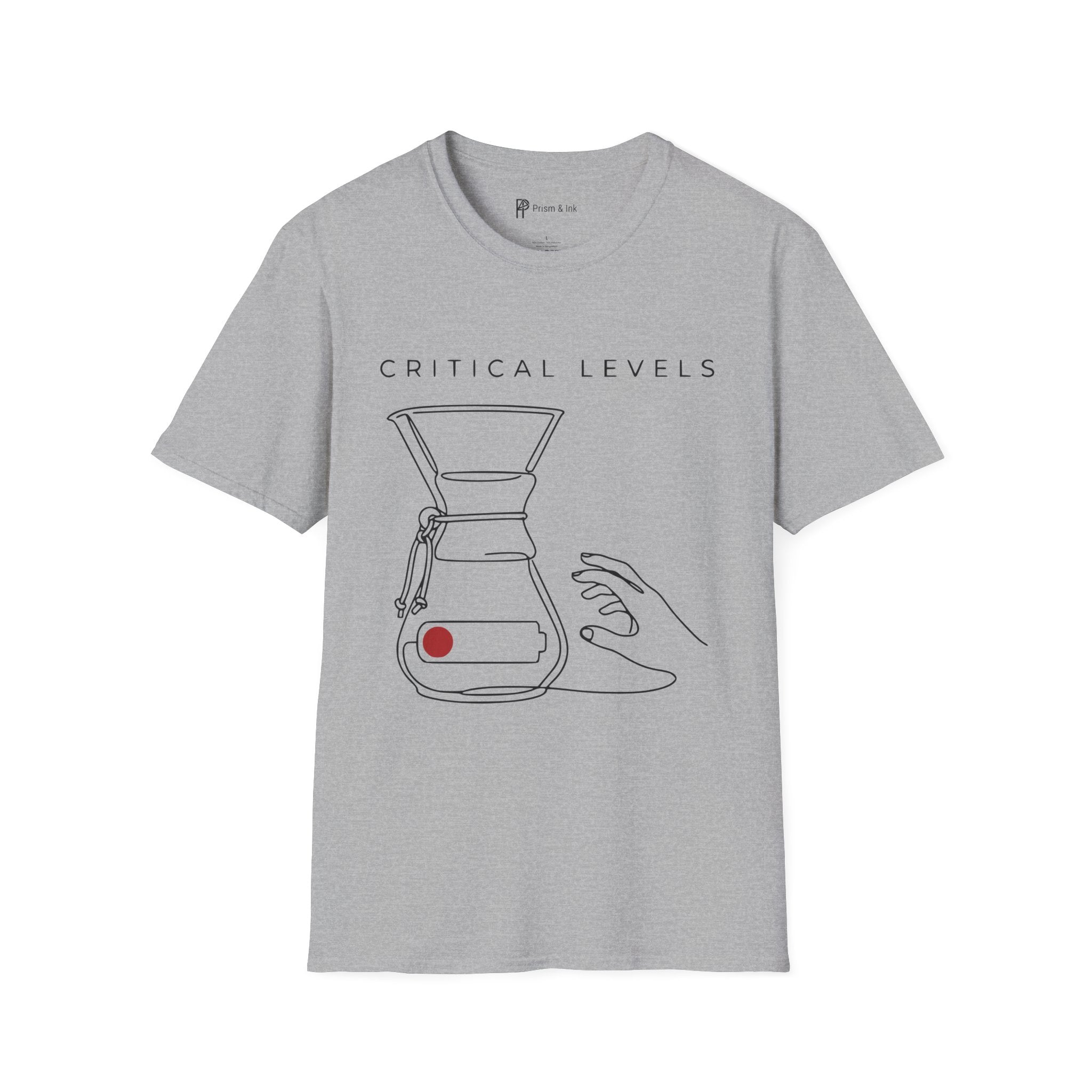 Critical Levels T-Shirt — Chemex and Low Battery Line Art