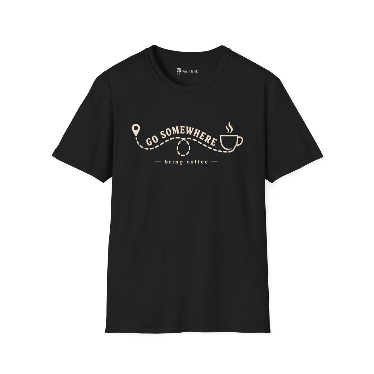 Go Somewhere Map Pin Path Coffee Travel T-Shirt
