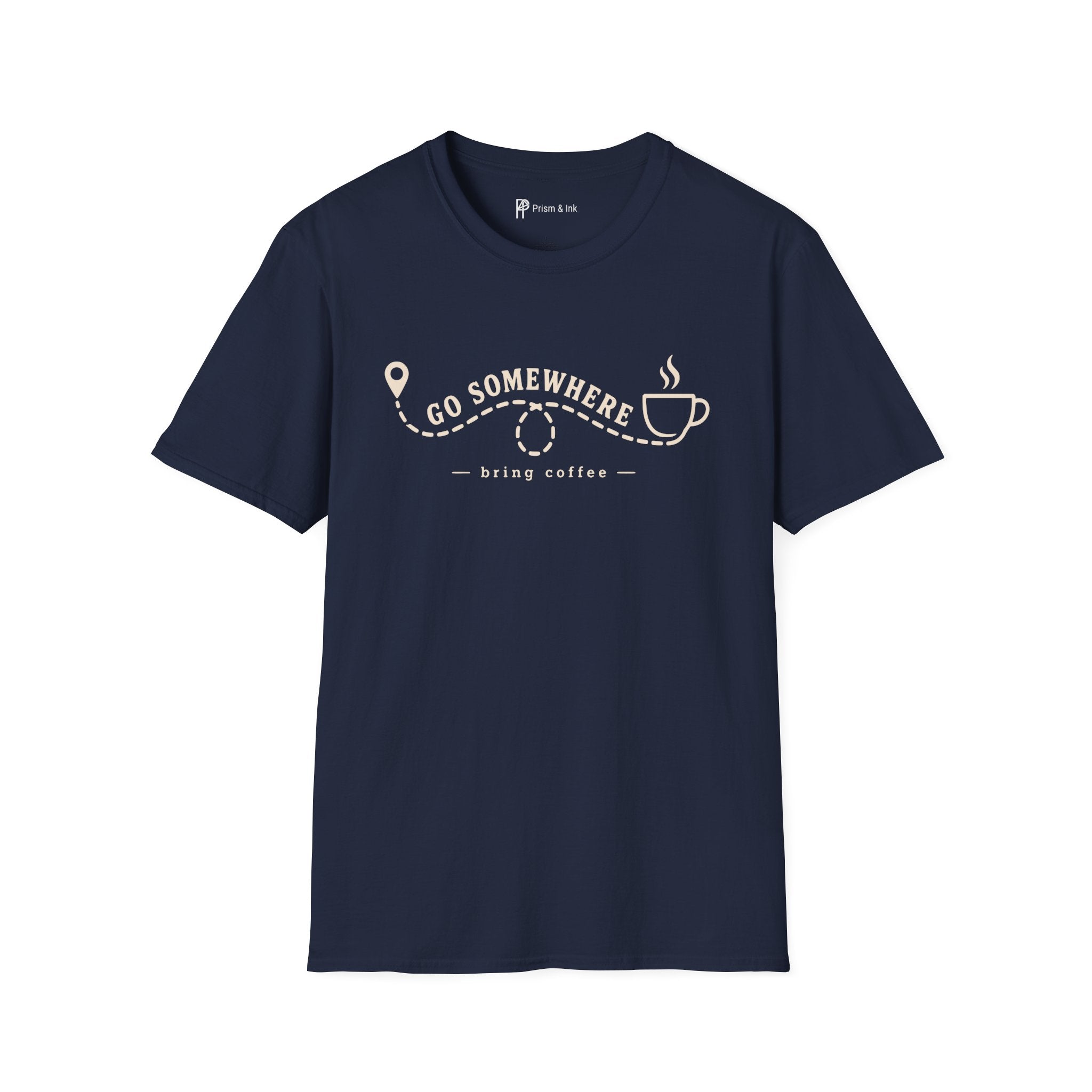 Go Somewhere Map Pin Path Coffee Travel T-Shirt