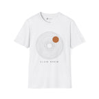 Slow Brew T-Shirt — Tree Ring Growth and Coffee Cup Silhouette