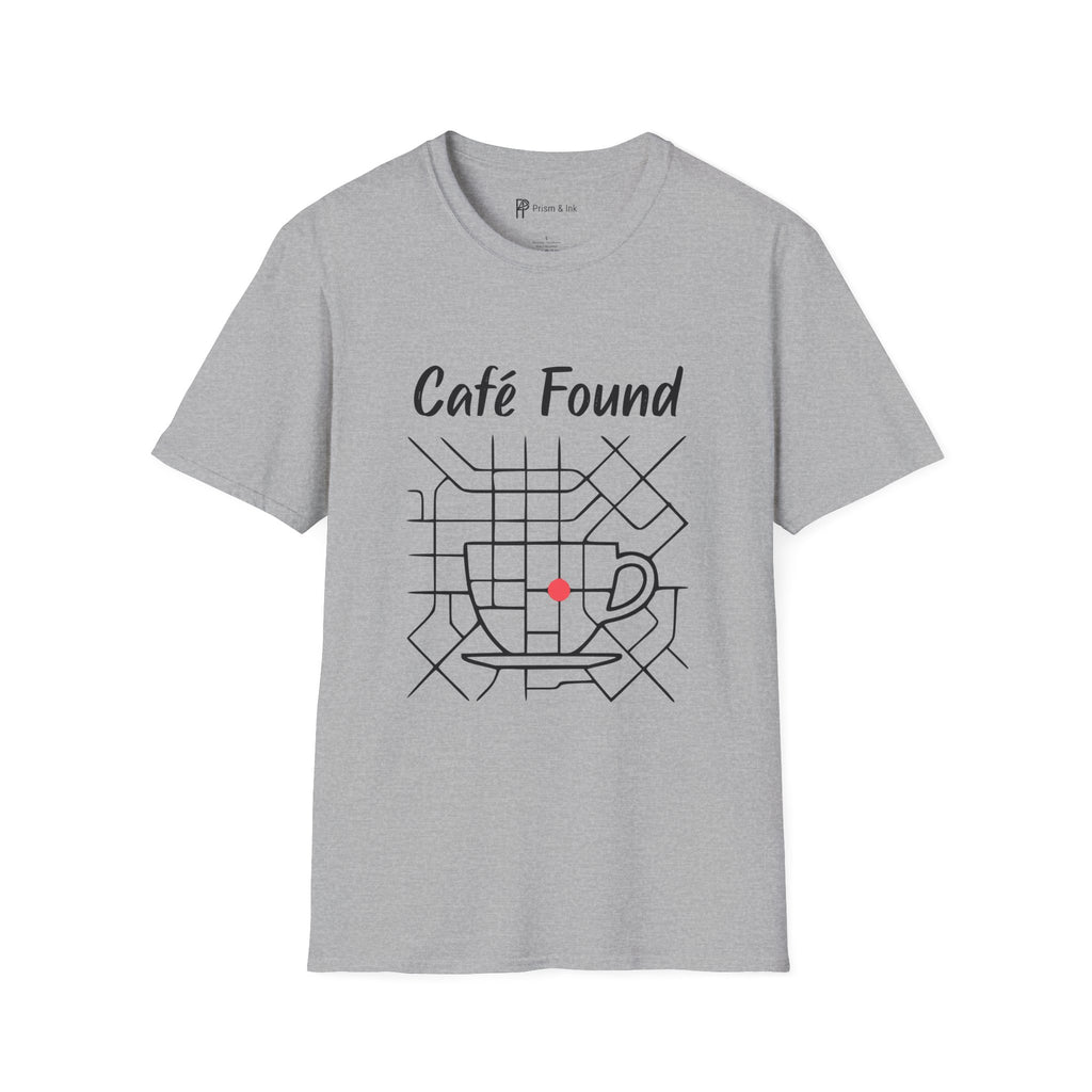 Café Found T-Shirt — Urban Map Grid and Cup Graph