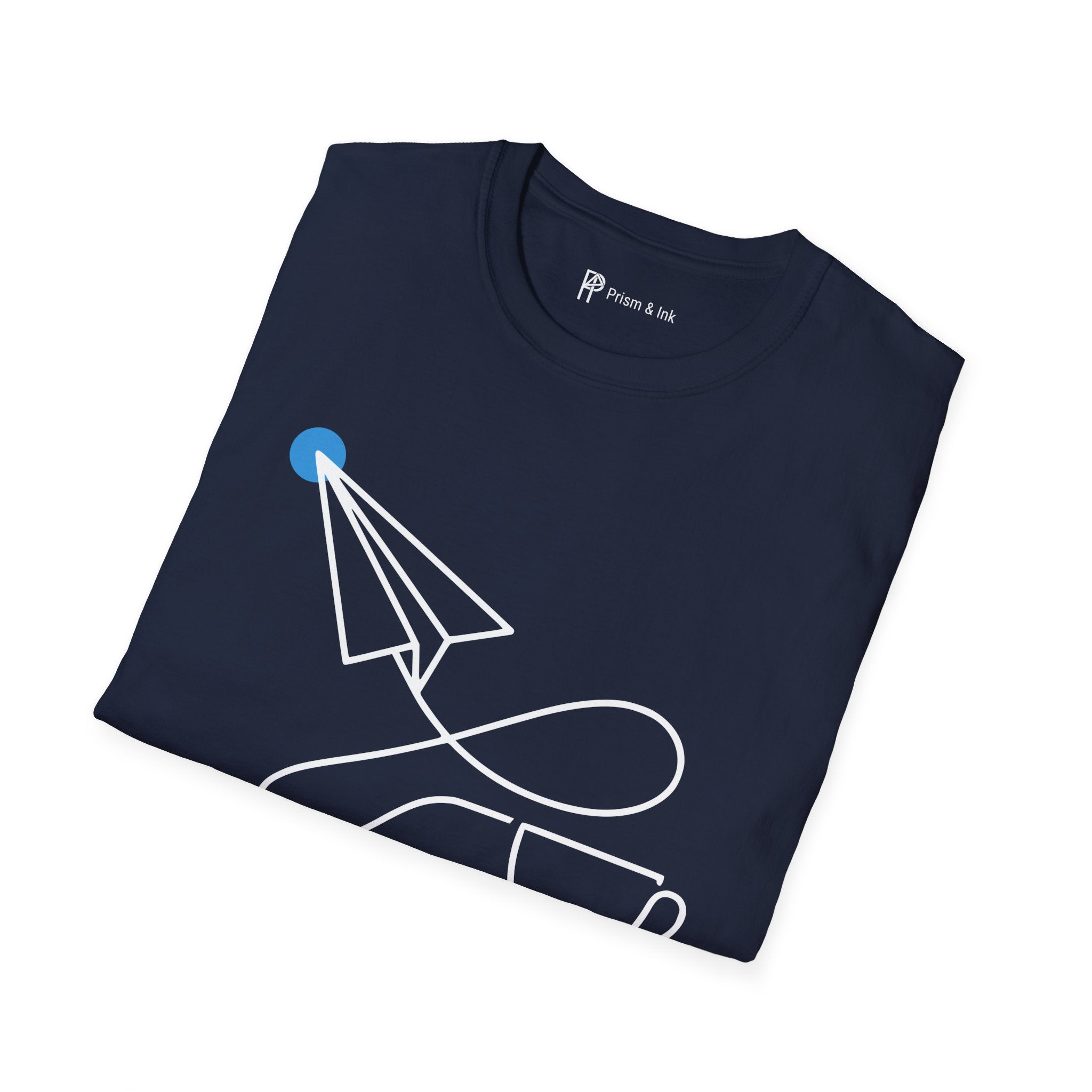 Red-Eye Routing Dark Roast T-Shirt — Minimalist Paper Plane & Coffee Flight Art