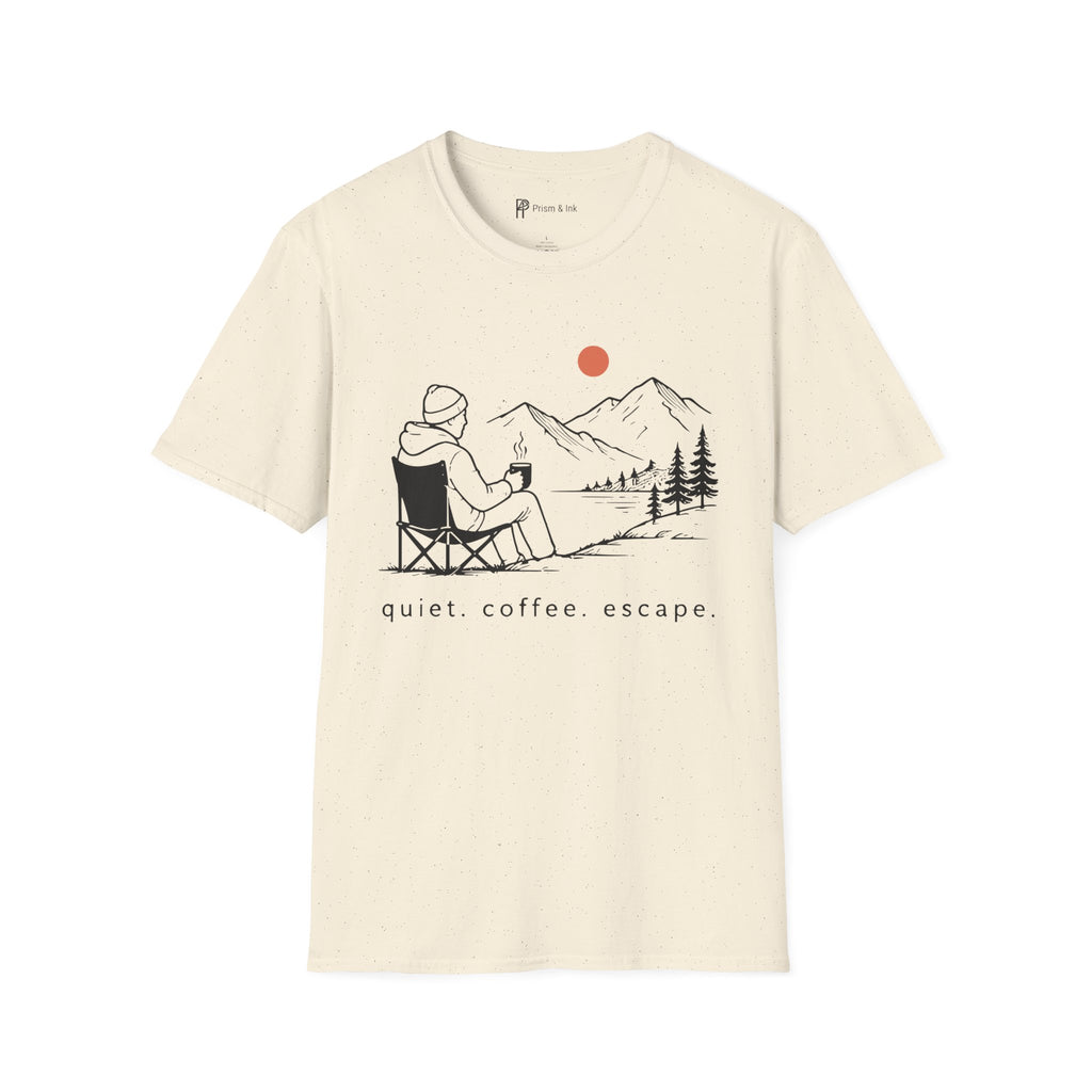 Quiet Coffee Escape Mountain Camping T-Shirt