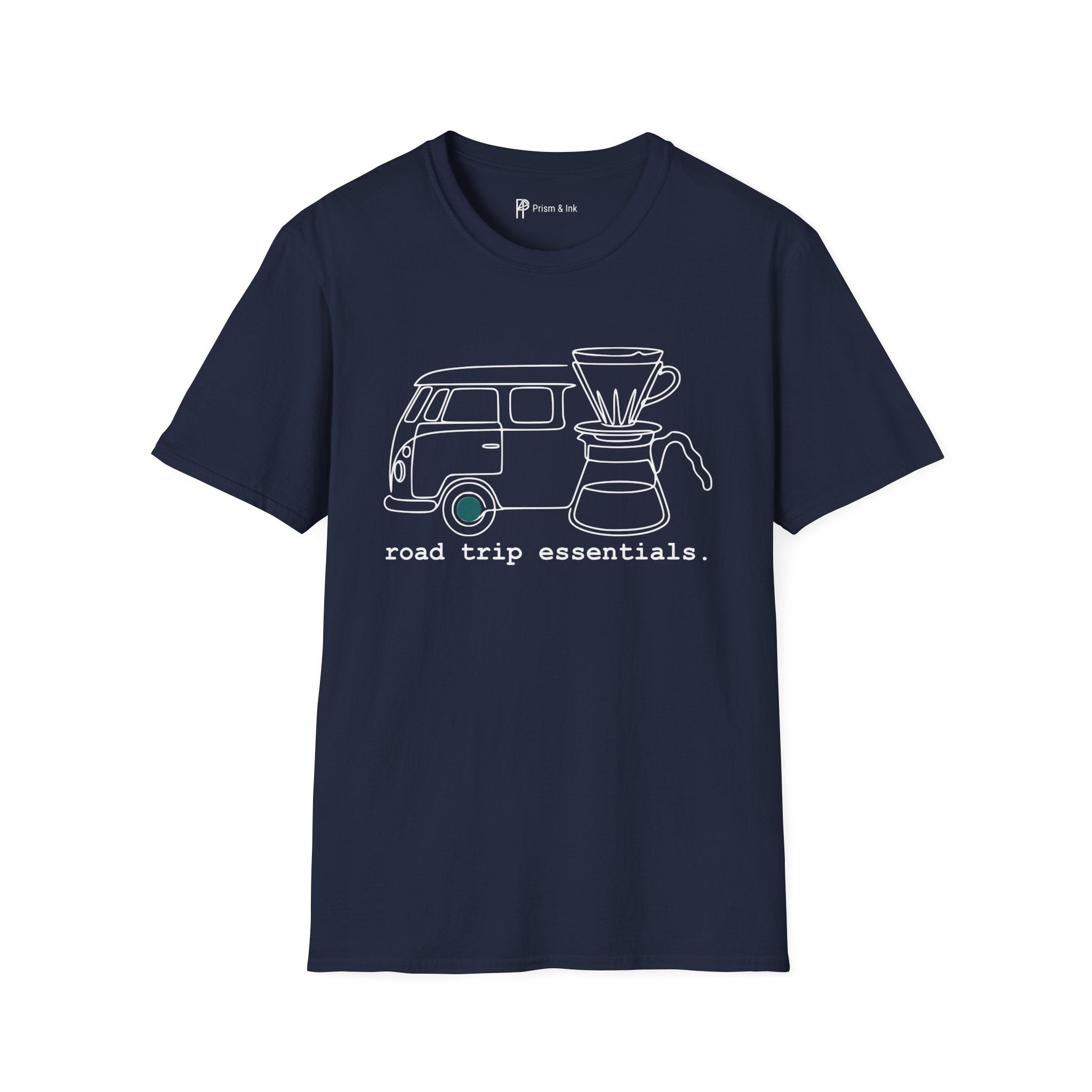 Road Trip Essentials Camper Van & Pour Over Coffee T-Shirt