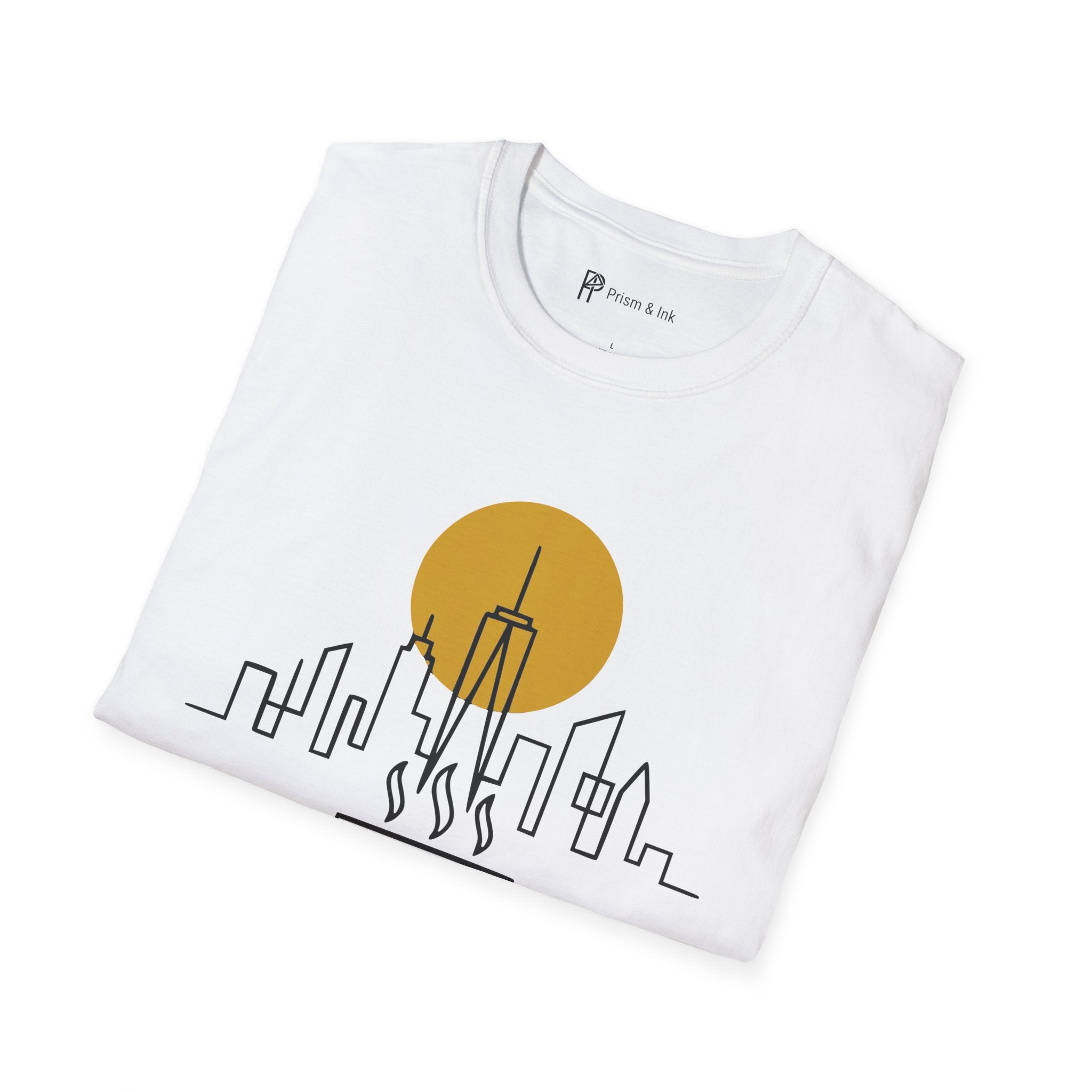 Urban Ritual T-Shirt — City Skyline Steam and Coffee Cup