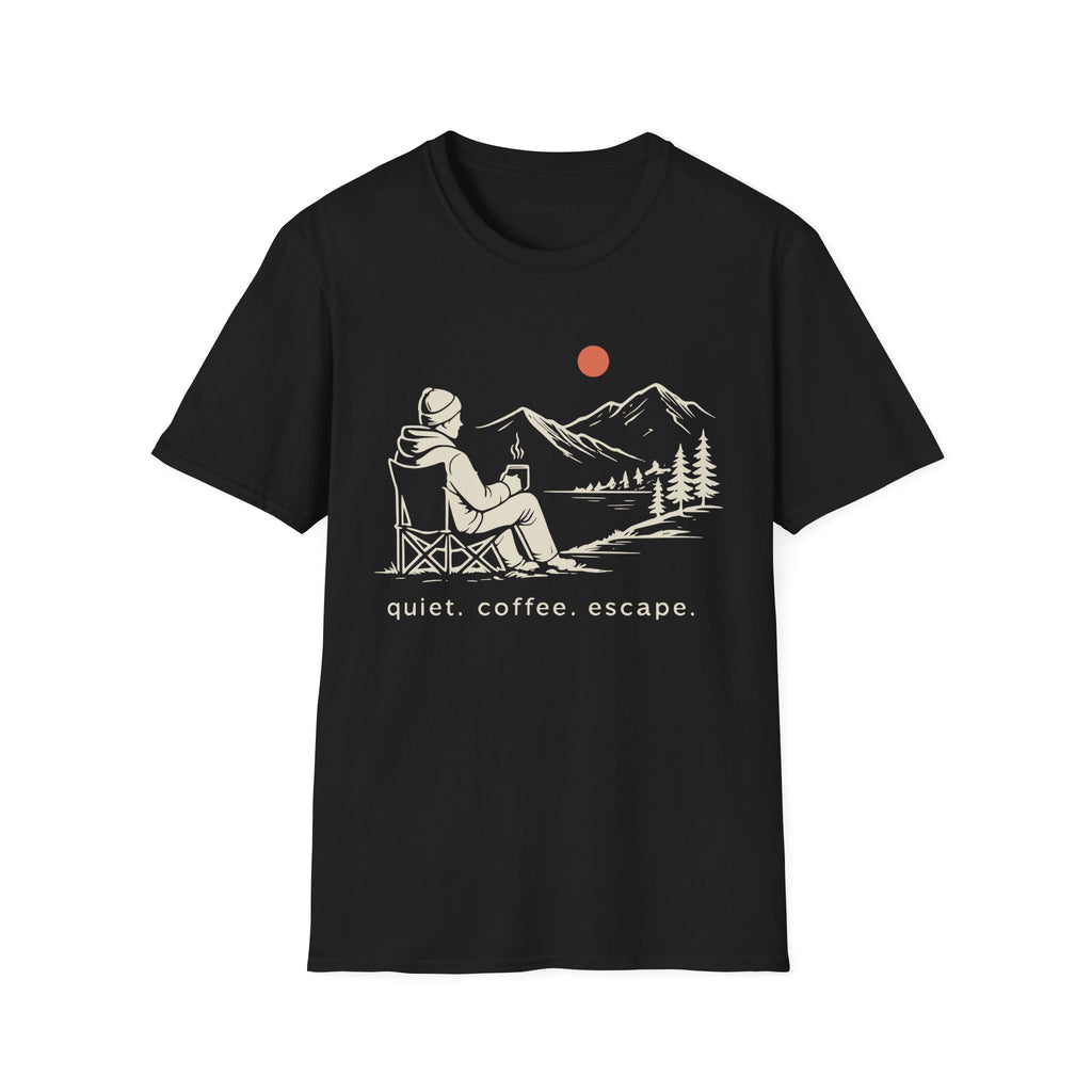 Quiet Coffee Escape Mountain Camping T-Shirt