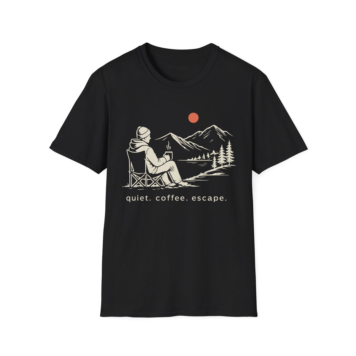 Quiet Coffee Escape Mountain Camping T-Shirt