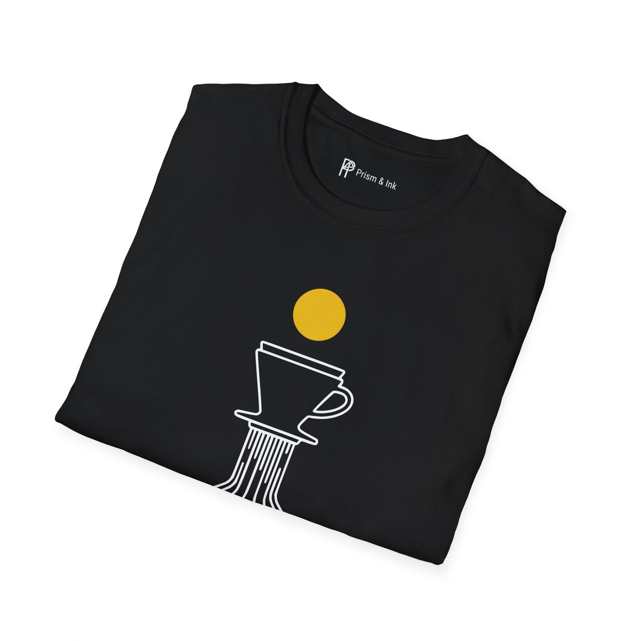 Street Level Brew T-Shirt — Pour-Over Dripper and Crosswalk Silhouette