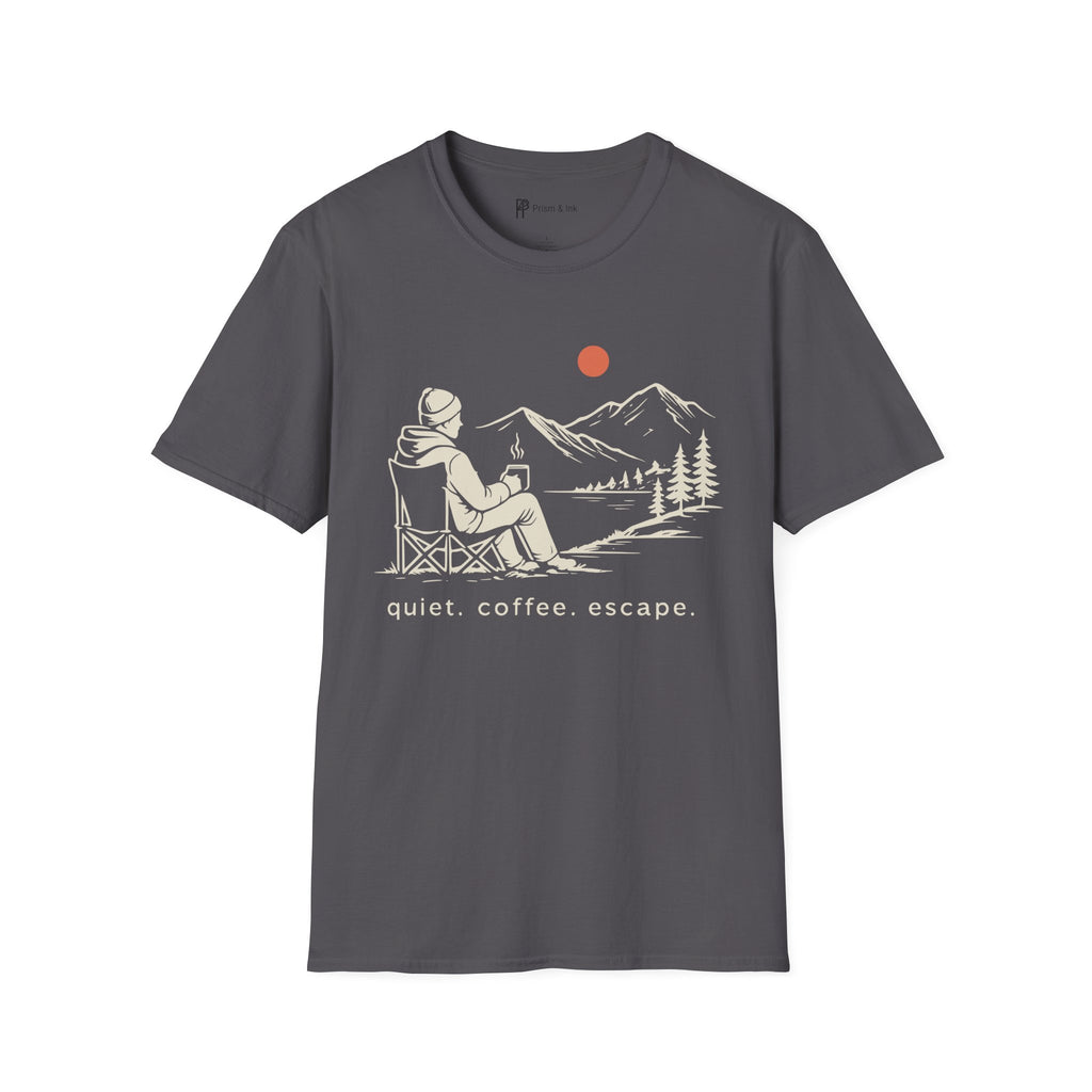 Quiet Coffee Escape Mountain Camping T-Shirt