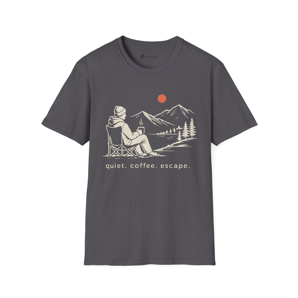 Quiet Coffee Escape Mountain Camping T-Shirt