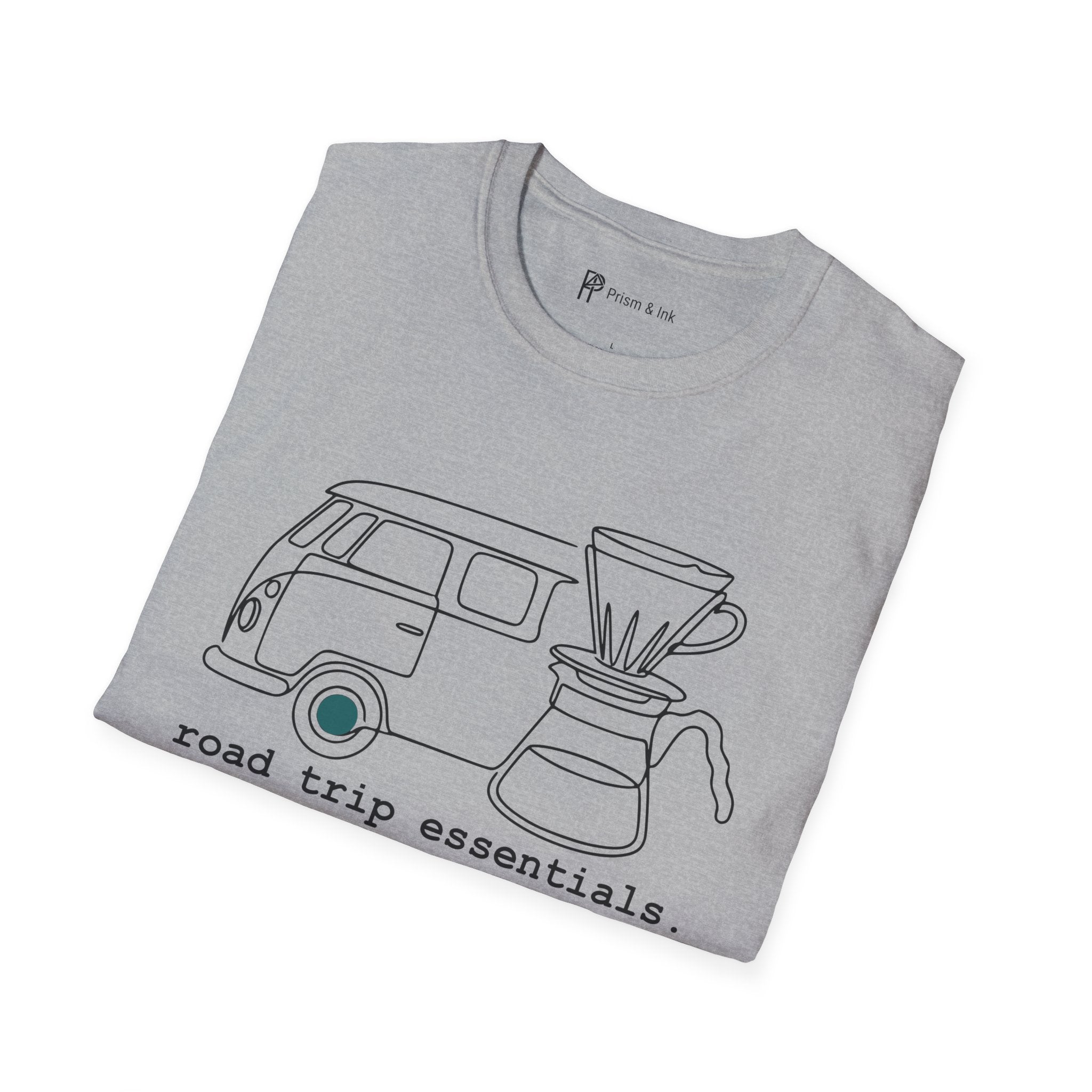 Road Trip Essentials Camper Van & Pour Over Coffee T-Shirt